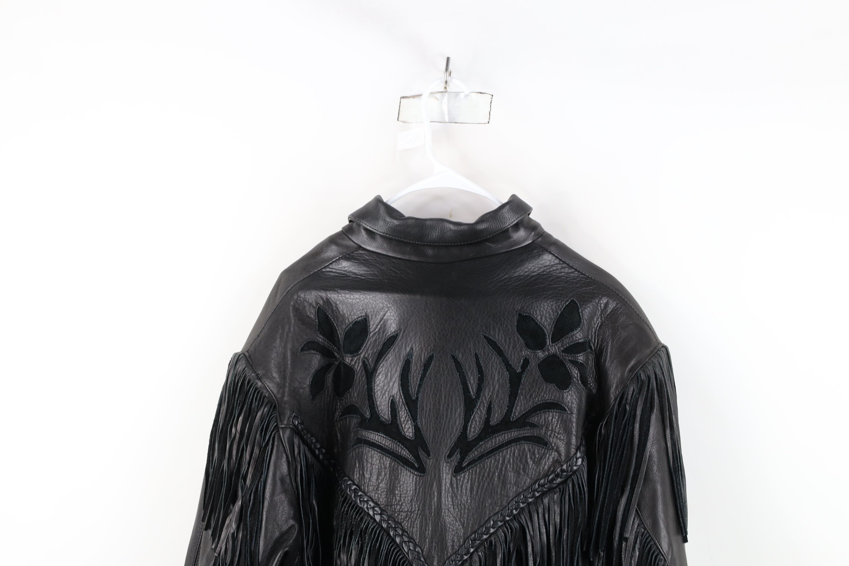 Vintage Vintage 90s Streetwear Fringed Rose Flower Motorcycle Jacket Size XXL / US 16-18 / IT 52-54 - 14 Thumbnail
