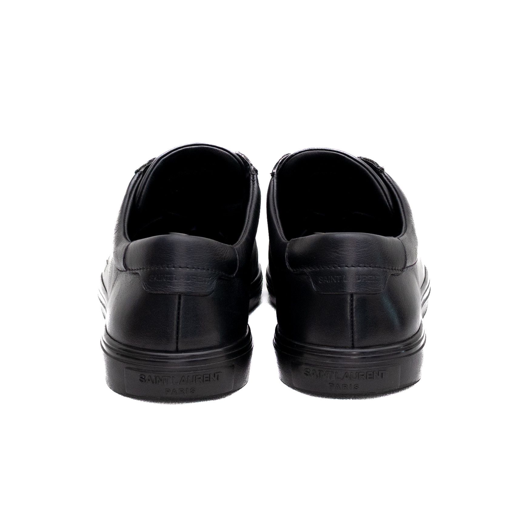 Saint Laurent Paris SAINT LAURENT ANDY BLACK LEATHER LOGO SNEAKERS SZ 8 Size US 8 / EU 41 - 6 Thumbnail