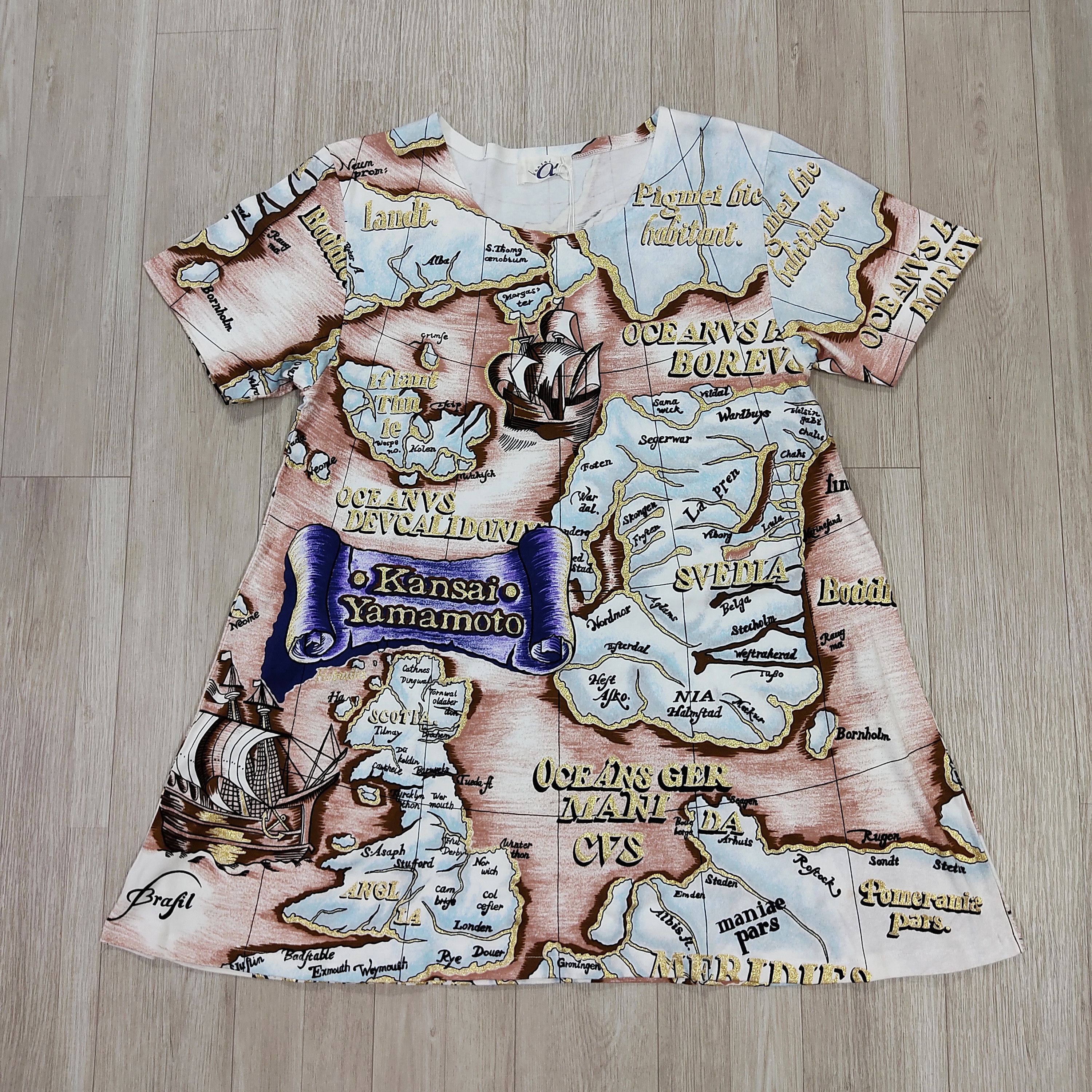 Kansai Yamamoto Vintage NWT Kansai Yamamoto AOP Map Print Long Tee Size M / US 6-8 / IT 42-44 - 2 Thumbnail