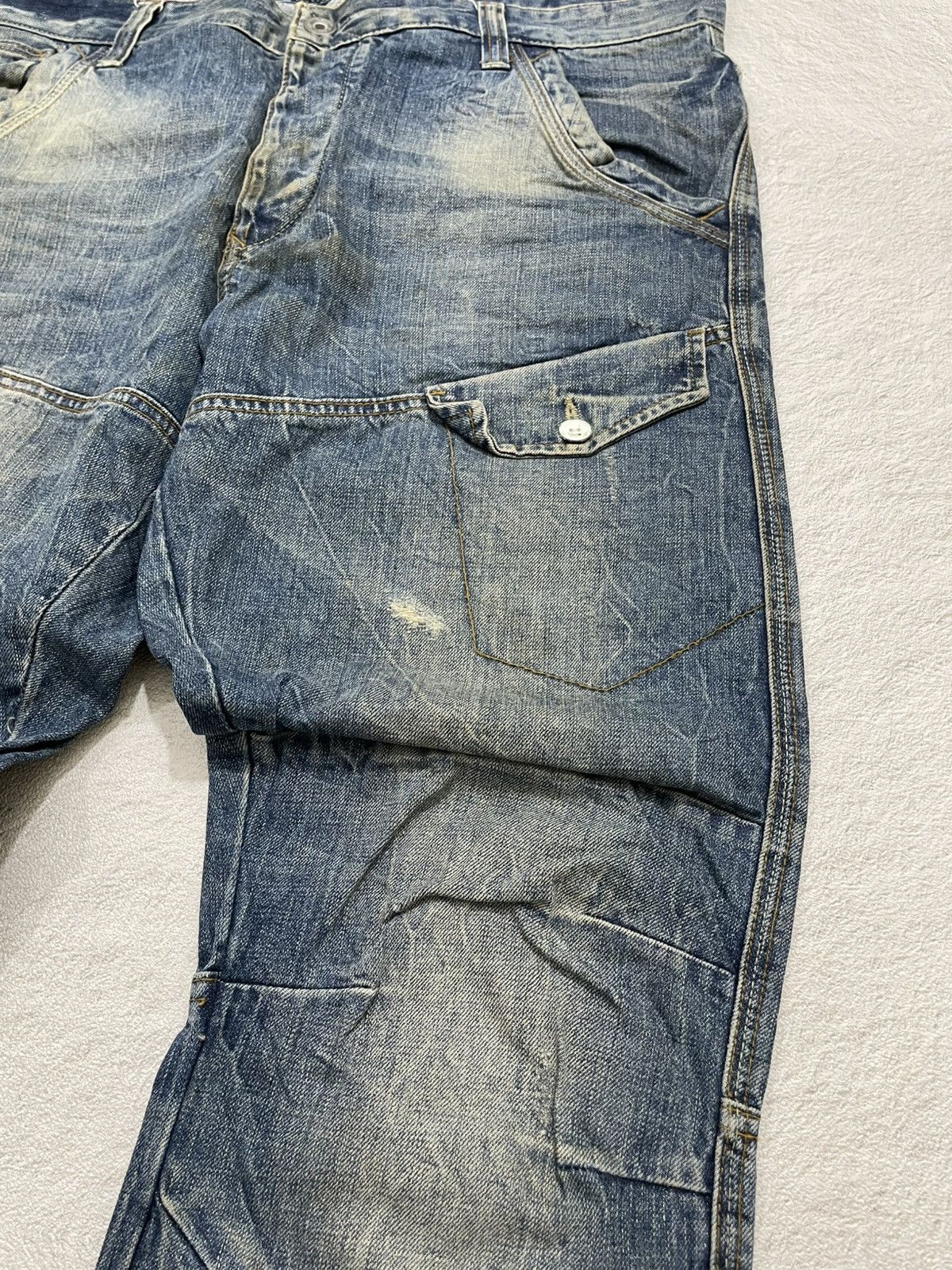 Zara 2000s Japanese Zara Multi Pocket Lightning Wash Denim Y2K Size US 38 / EU 54 - 3 Thumbnail