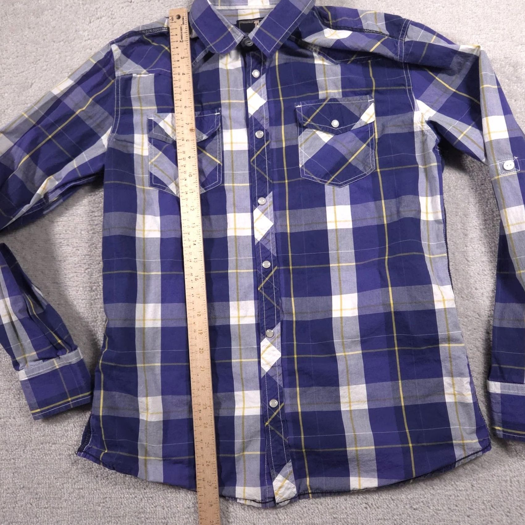Vintage VINTAGE AO Shirt Mens Large Blue Plaid Western Snap Button Long Sleeve Cowboy Size US L / EU 52-54 / 3 - 7 Thumbnail