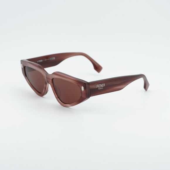 Fendi Fendi FE40163U 74S Sunglasses Striped Pink Cat Eye Frame Size ONE SIZE - 1 Thumbnail