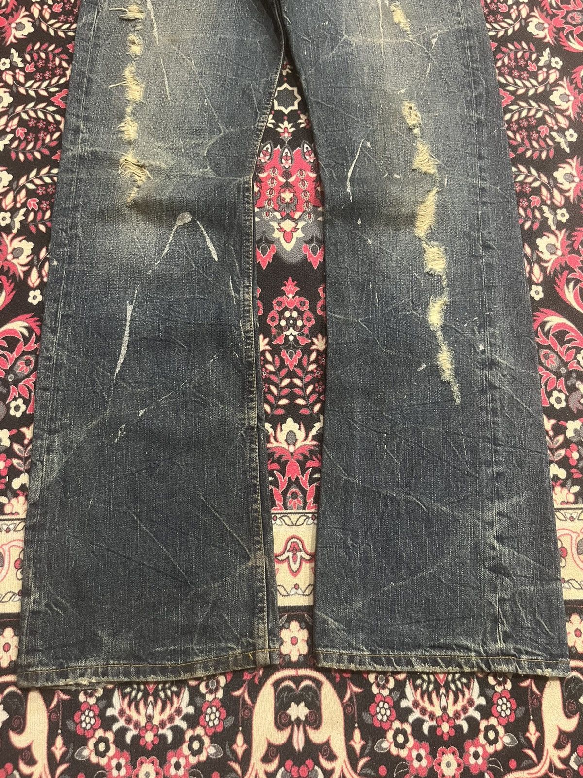 Tornado Mart Vintage Japanese Agate Distress Paint Splattered Flare Jeans Size US 34 / EU 50 - 7 Thumbnail