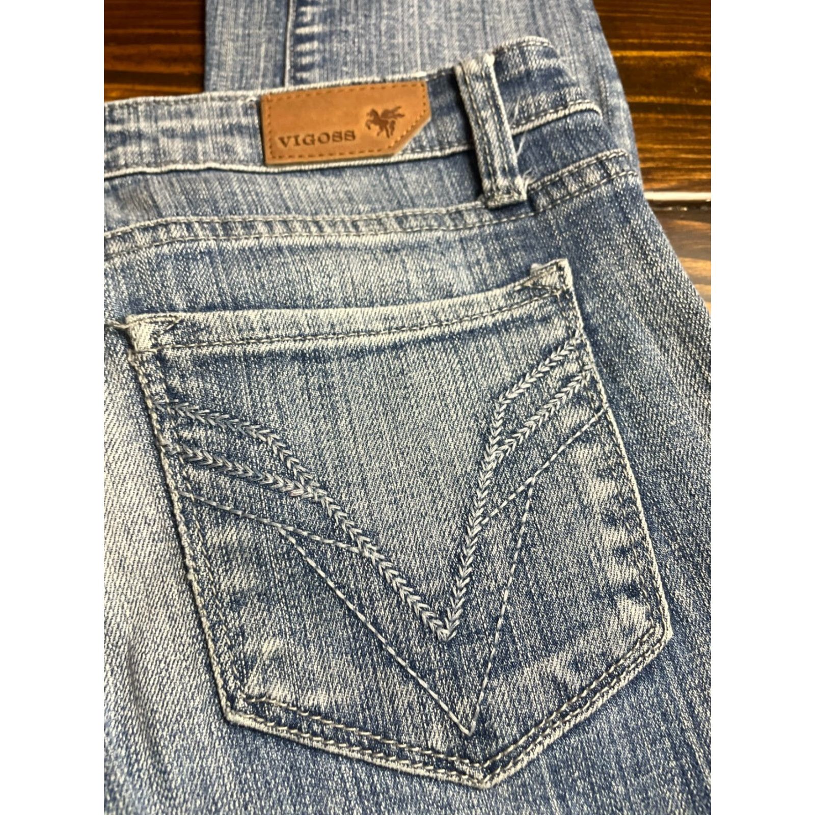 Vintage VIGOSS Jeans Women's Size 5 Blue Denim Straight Leg Pockets Size 27" / US 4 / IT 40 - 4 Thumbnail