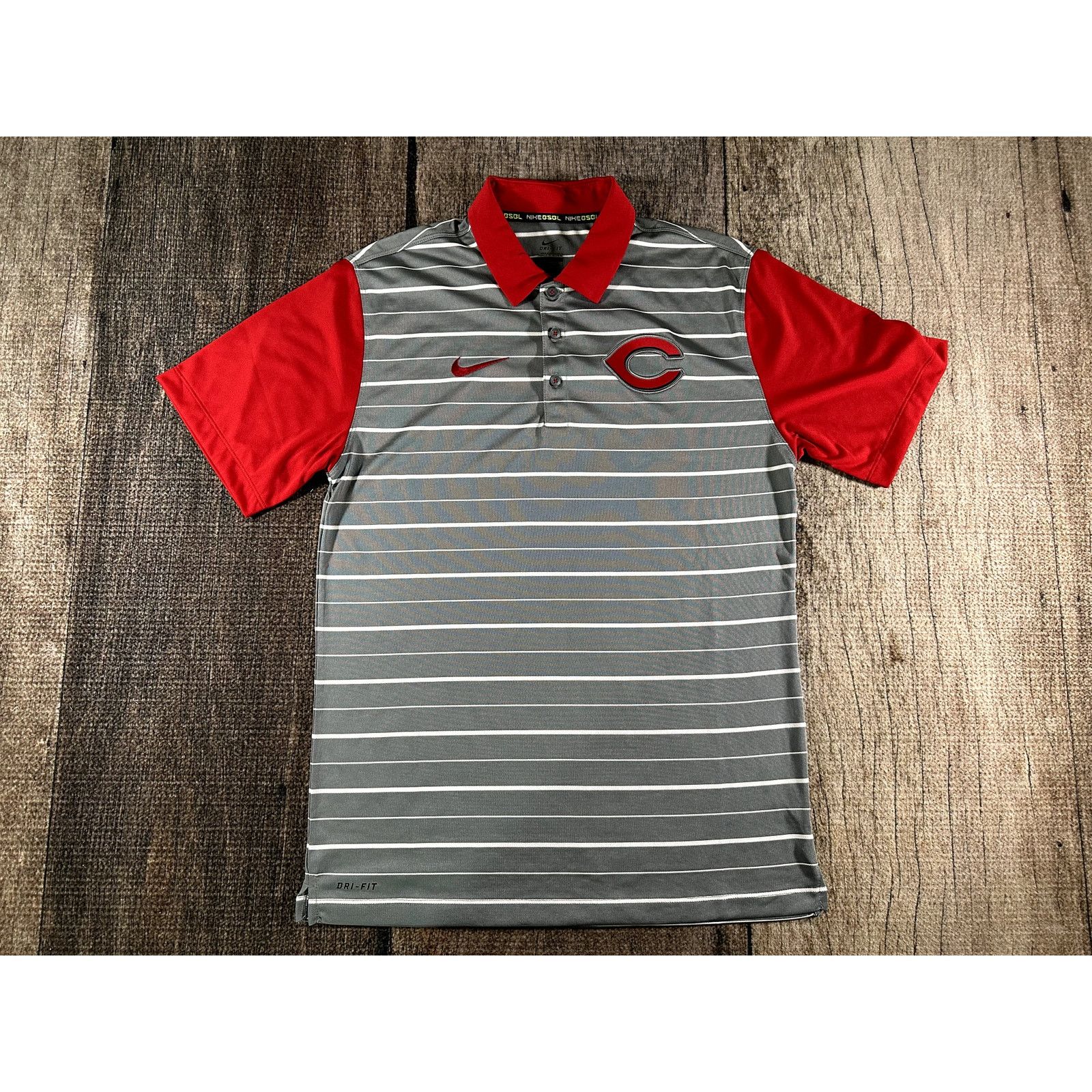 Nike Nike Cincinnati Reds Dri-Fit Gray Striped Polo Shirt Drifit Size US S / EU 44-46 / 1 - 1 Thumbnail