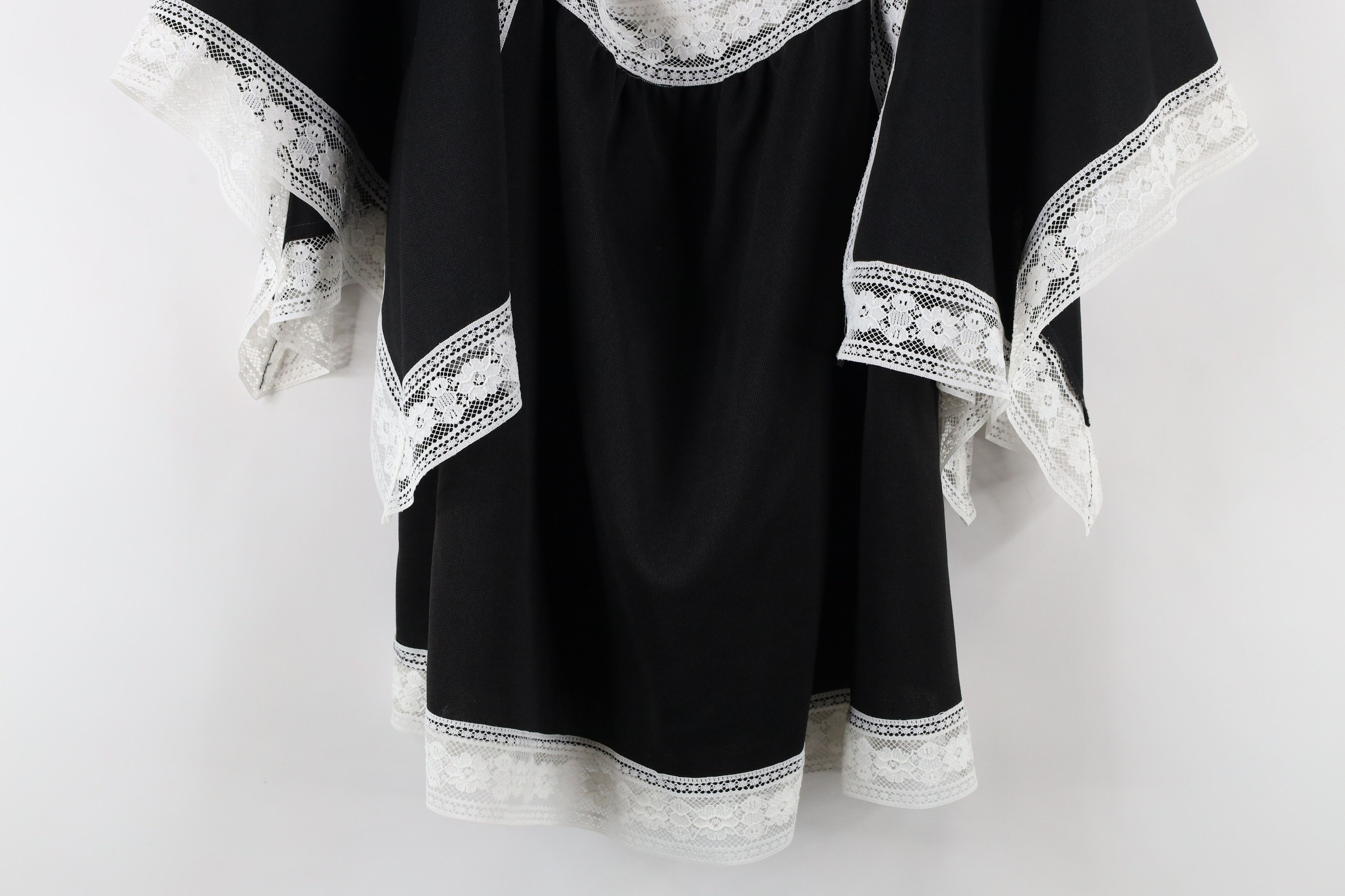 Vintage Vintage 70s Boho Chic Baby Doll Blouse Top Black Polyester Size XL / US 12-14 / IT 48-50 - 3 Thumbnail