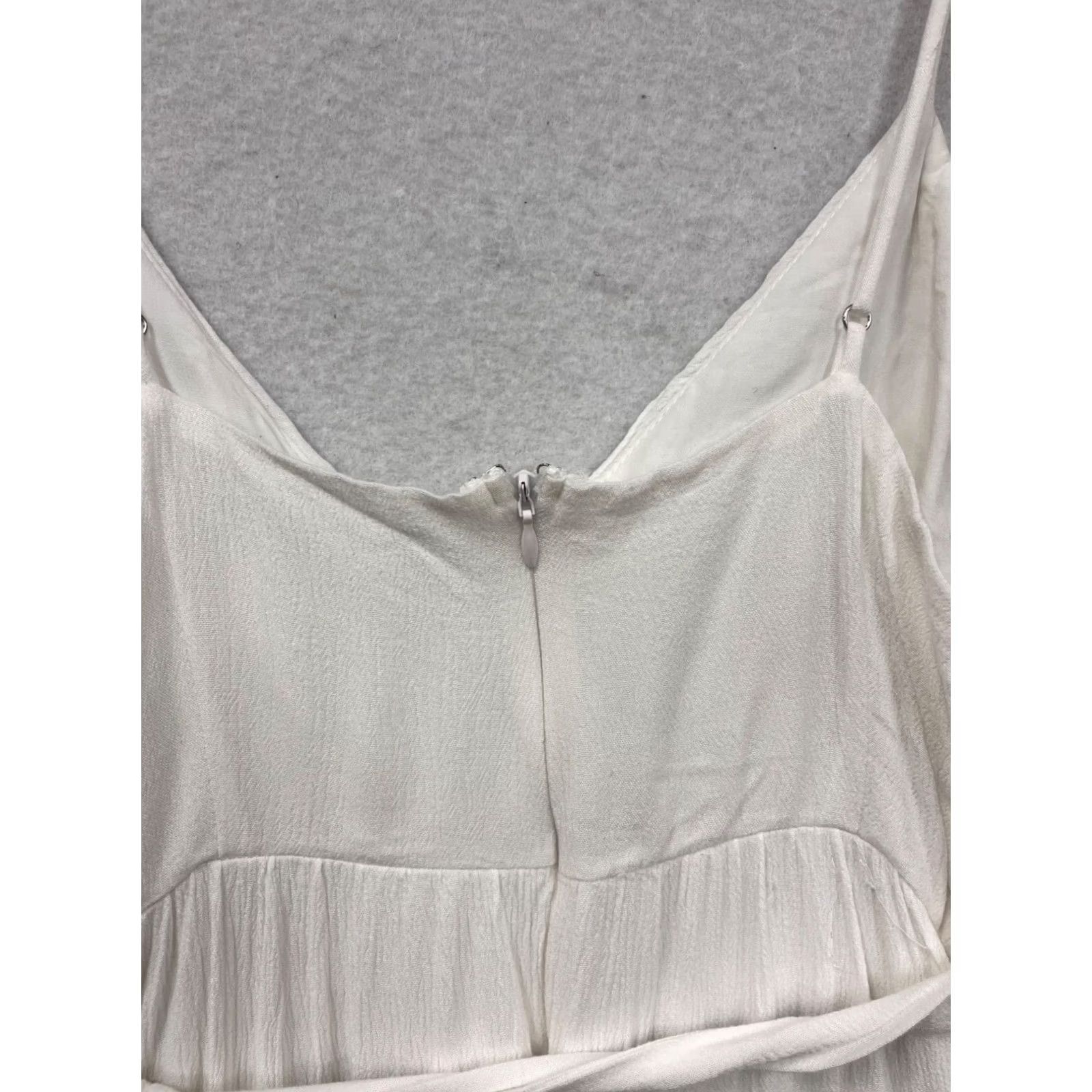 Vintage Saints + Secrets Dress Women's L White Mini Tiered Ruffle Short Sleeves Adjustable Straps Back Zipper Womens L Size L / US 10 / IT 46 - 7 Thumbnail