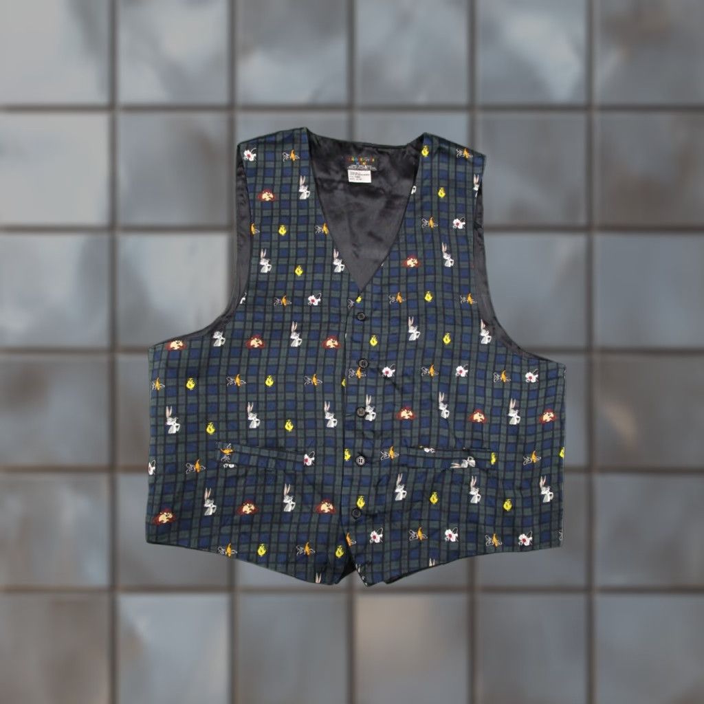 Vintage VINTAGE Looney Tunes Tartan Silk Vest Men Small Green Blue Adjustable Waist Size US S / EU 44-46 / 1 - 1 Thumbnail