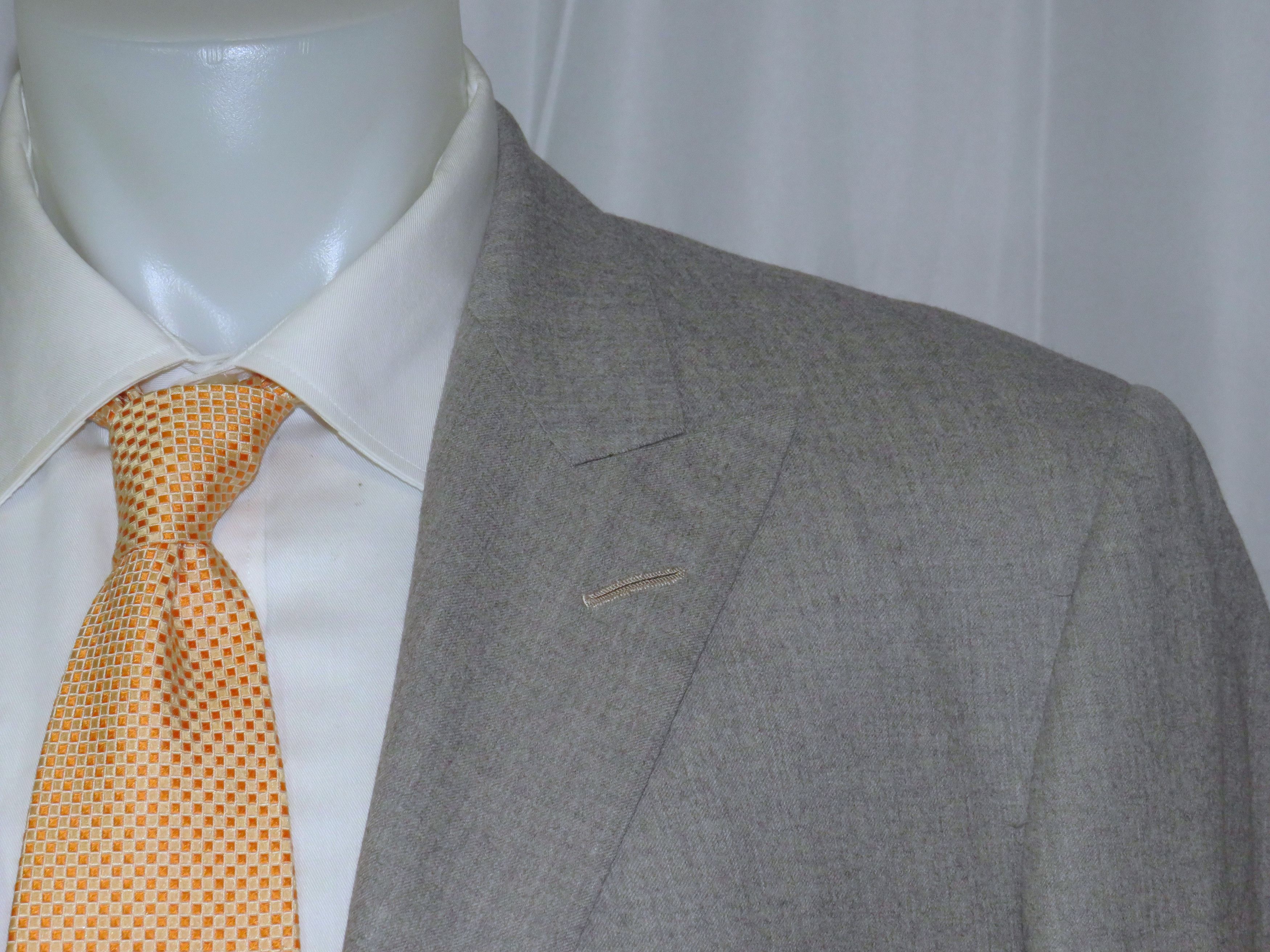 Alan Flusser Pale Gray Solid Flannel Two Button Suit 40L Size 40L - 7 Thumbnail