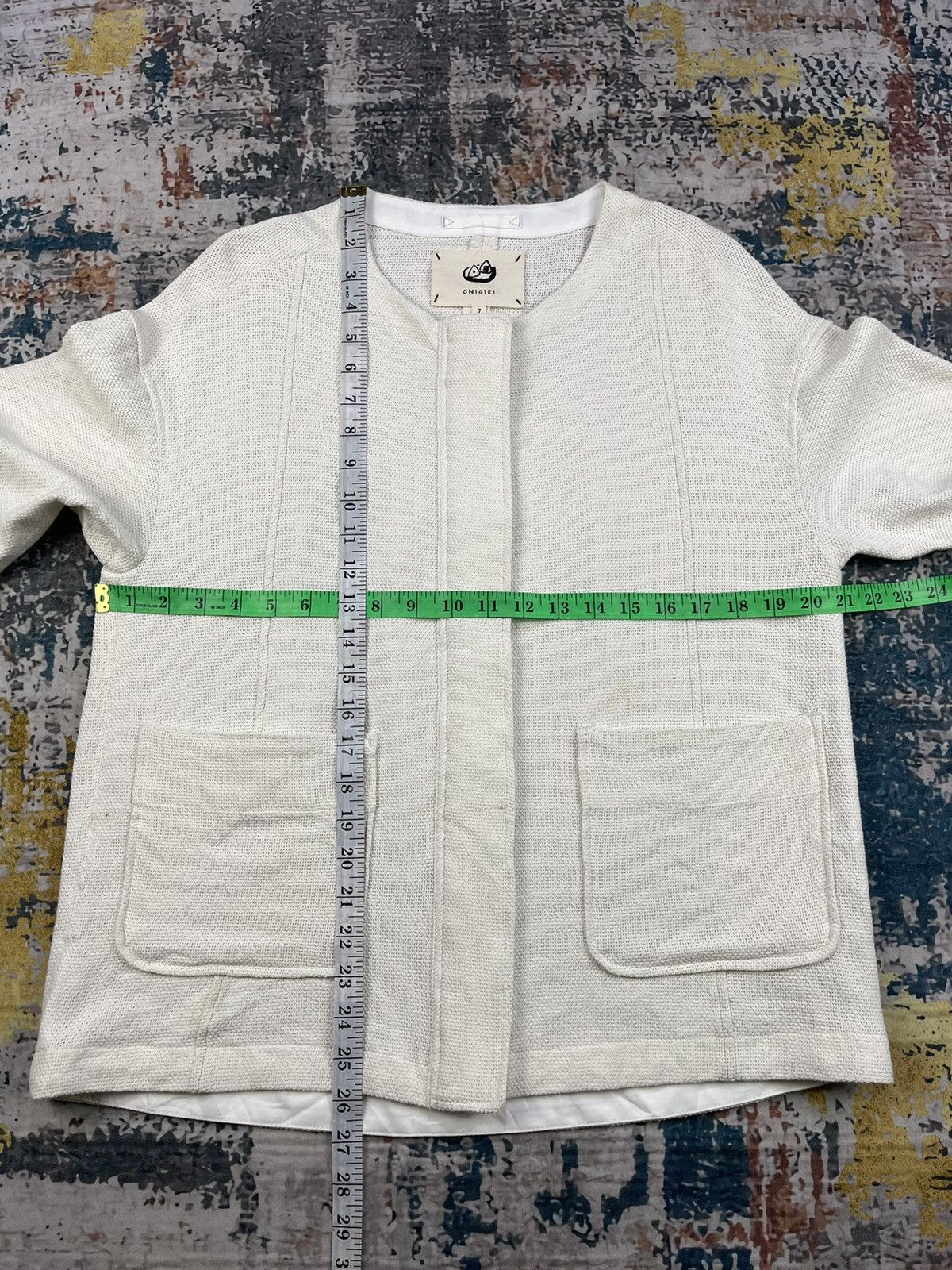 Comme Ca Ism Japanese Onigiri Cream Collarless Knitted Jackets Size ONE SIZE - 8 Thumbnail