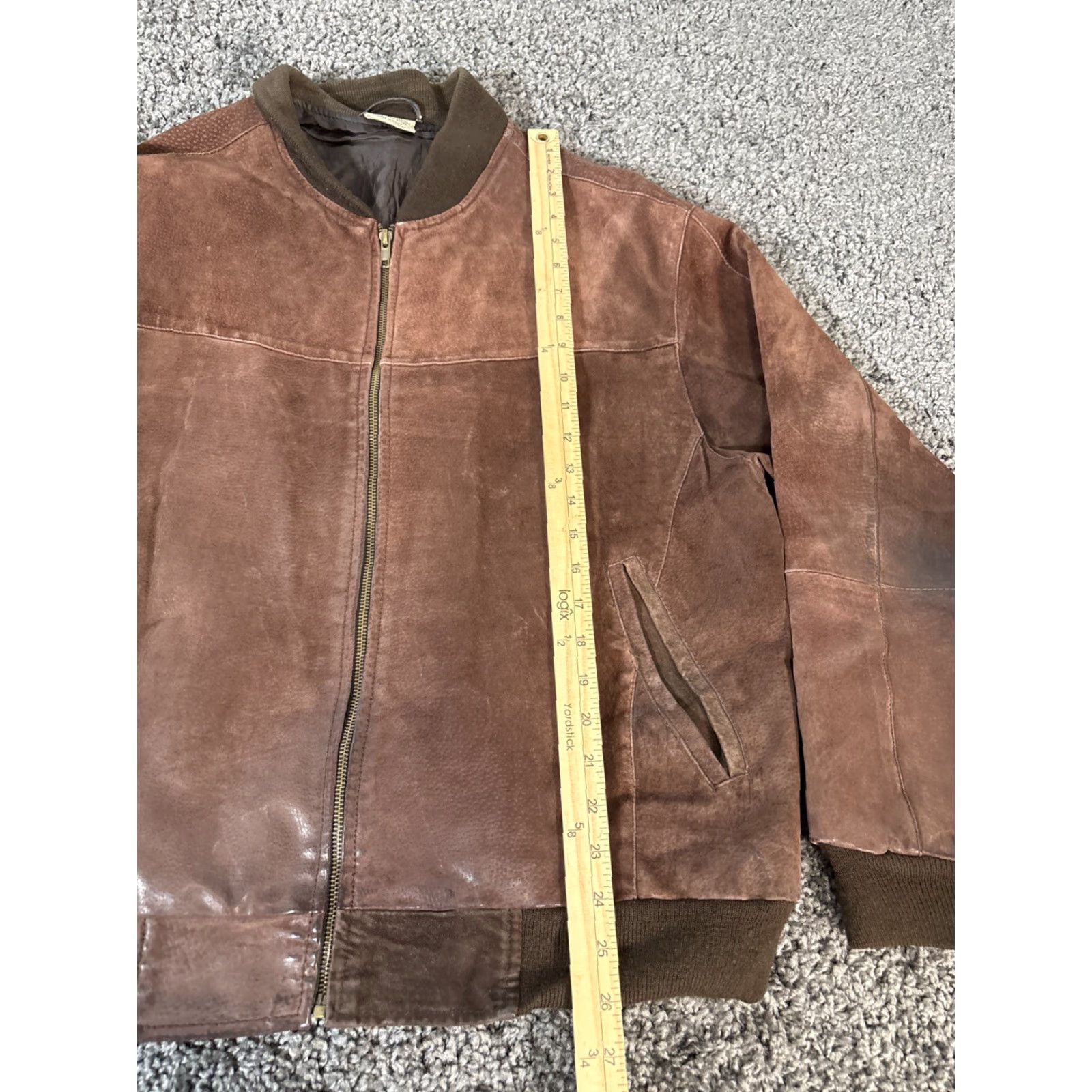 Industrie VINTAGE Pacific Industries Suede Leather Jacket Bomber Mens M Brown Distressed Leather Lining Zip Sleeve Wear Size US M / EU 48-50 / 2 - 2 Thumbnail