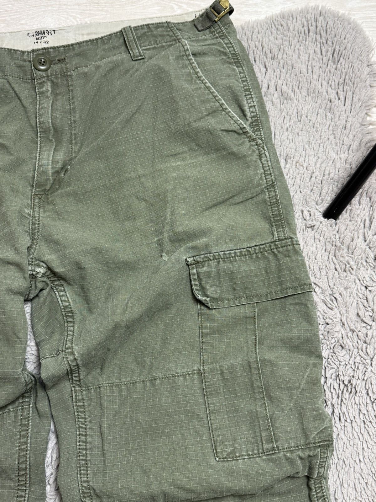 Carhartt × Vintage Carhartt Vintage Baggy Cargo Pants Center Logo Multi pocket Size US 34 / EU 50 - 6 Thumbnail