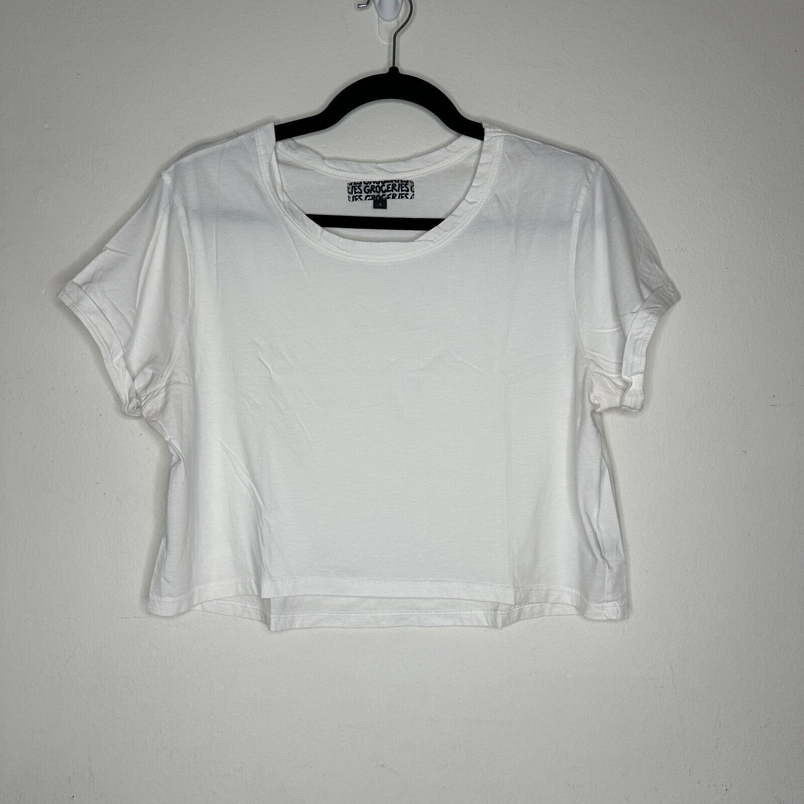 Other Groceries White Crop Top 100% Organic Cotton Tee Small Size S / US 4 / IT 40 - 2 Thumbnail