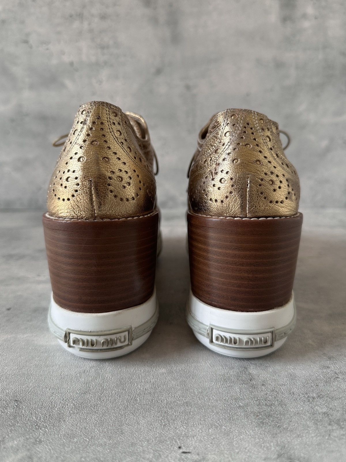 Miu Miu PLATFORM BROGUES (METALLIC GOLD) Size US 10.5 / IT 40.5 - 15 Thumbnail