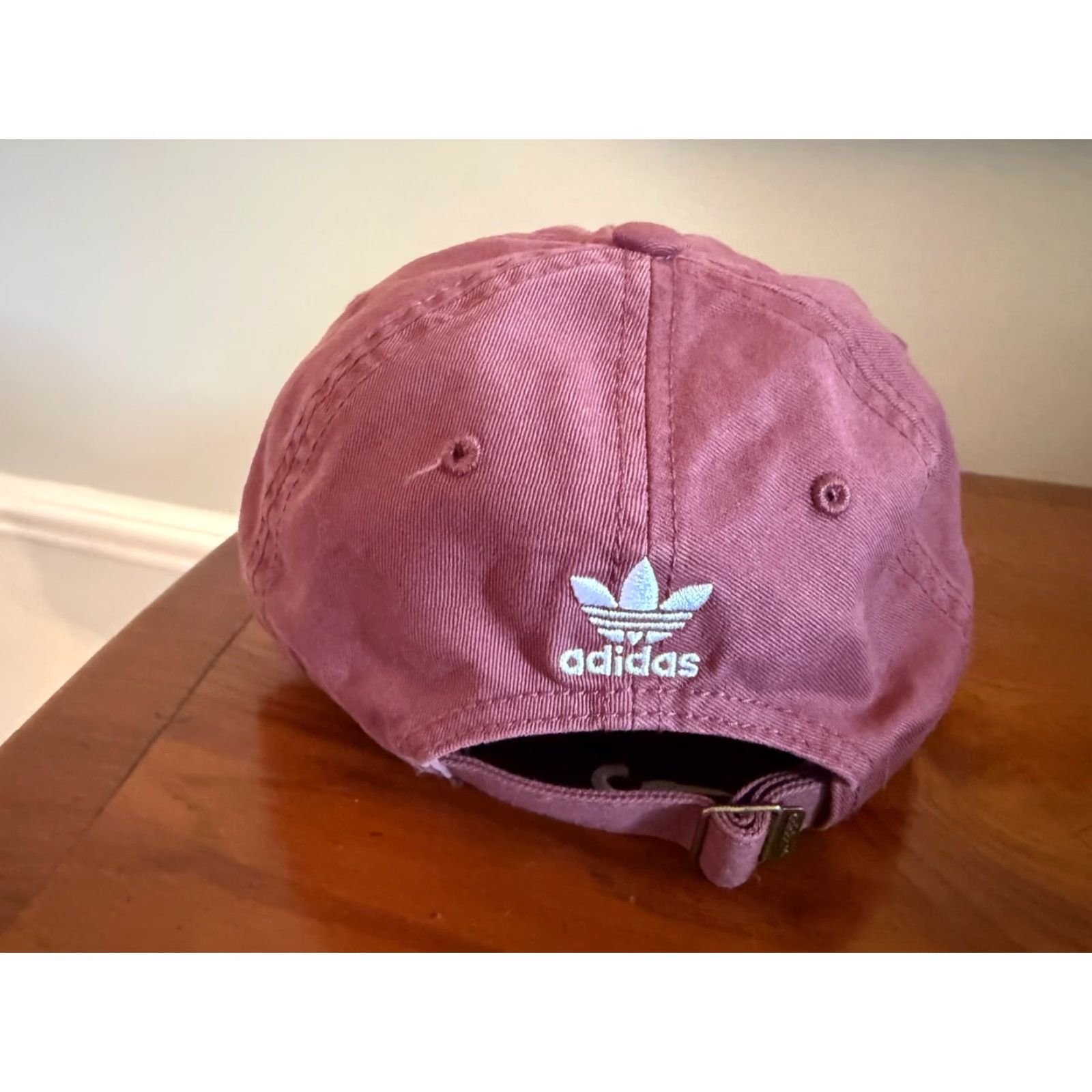 Adidas Adidas Hat Cap Strapback Red/maroon Adjustable Men EUC Embroidered Trefoil Size ONE SIZE - 3 Thumbnail
