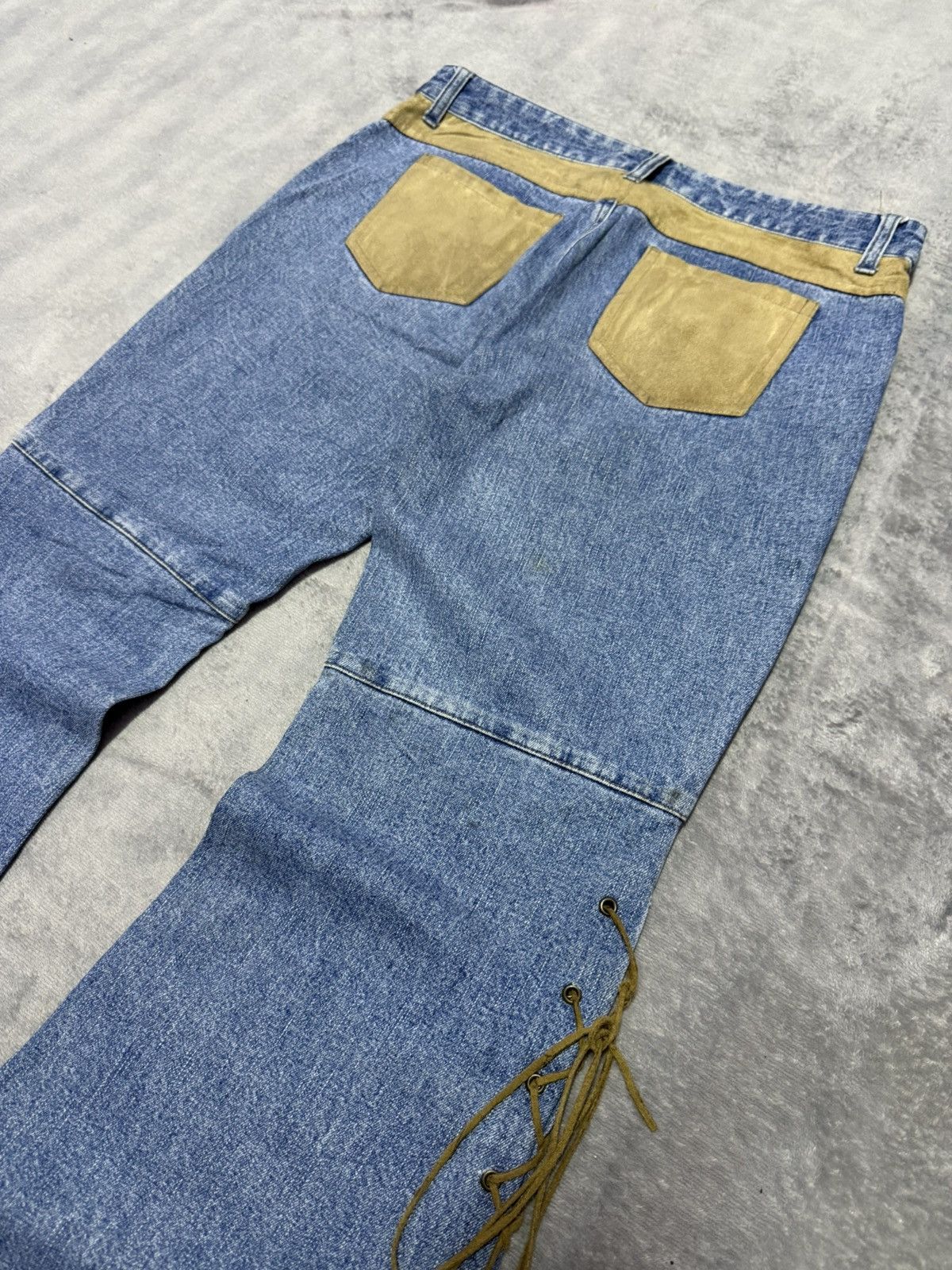 5351 POUR LES HOMMES × Japanese Brand × Tornado Mart Romantic Mocha Western Panel Lace Up Flared Jeans Size US 30 / EU 46 - 14 Thumbnail
