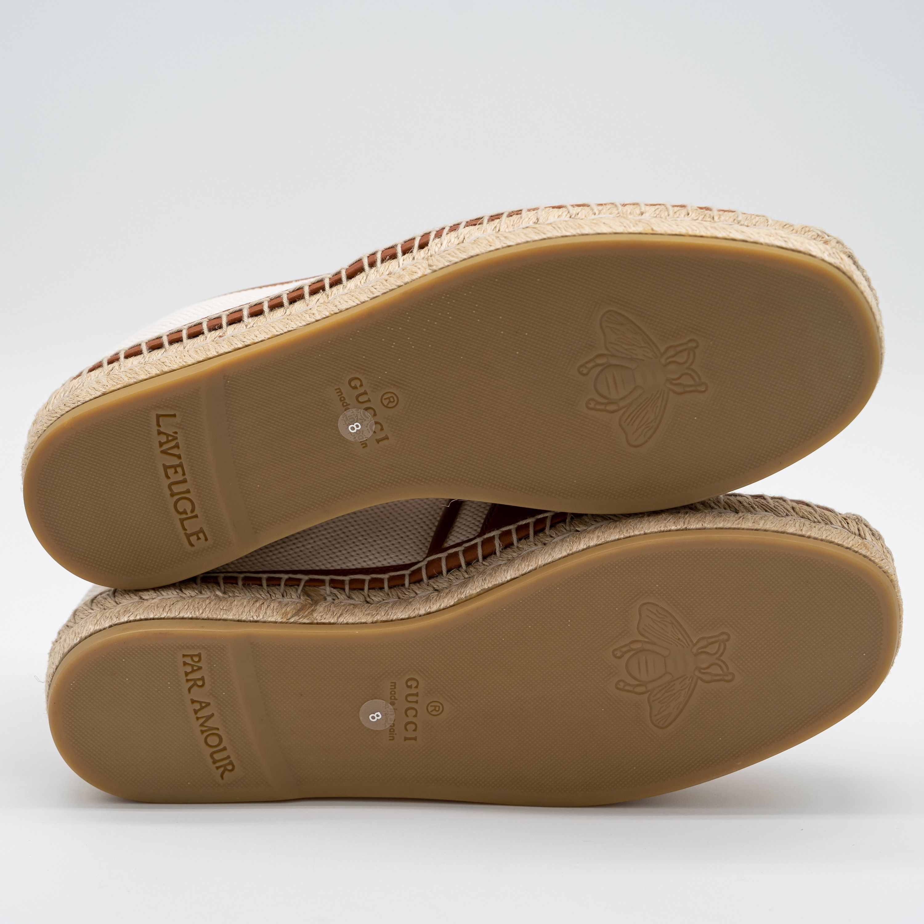 Gucci Gucci Espadrilles White Brown Leather Canvas Interlocking GG Size US 8.5 / EU 41-42 - 6 Thumbnail