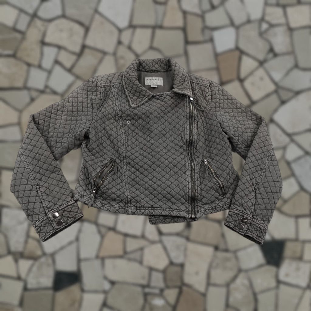 Vintage Marrakech Jacket Womens Small Gray Quilted Moto Biker Asymmetrical Cropped Coat Size S / US 4 / IT 40 - 1 Thumbnail