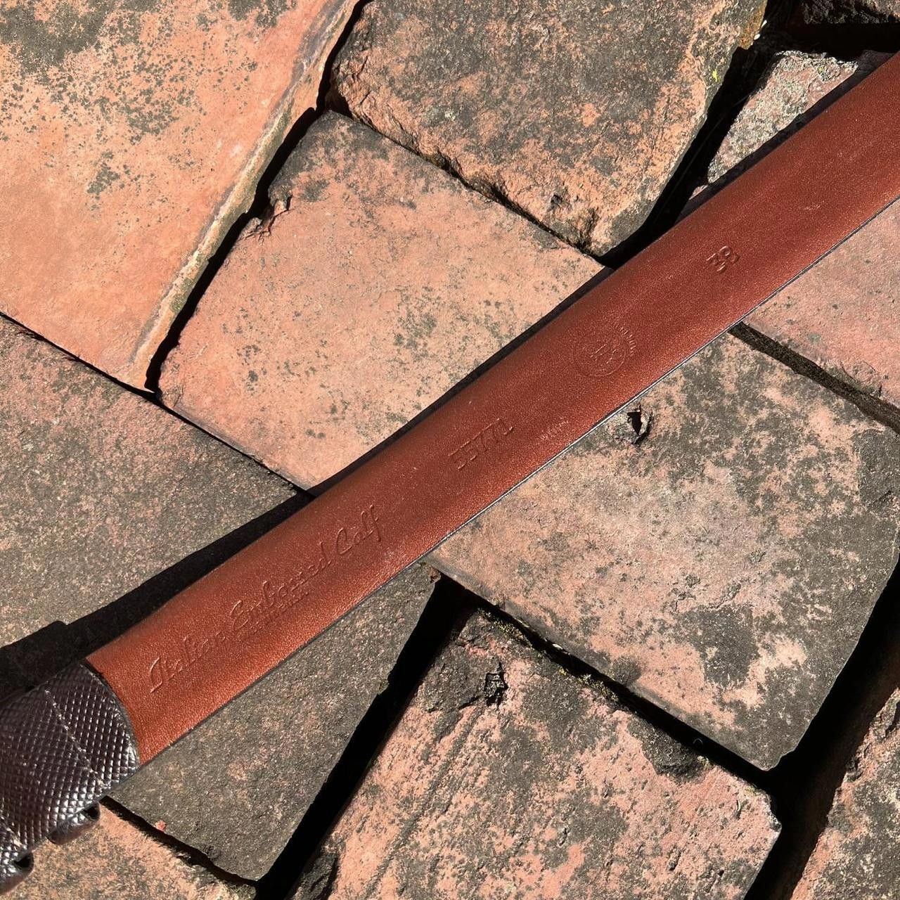 Other Vintage 90s Dark Brown Embossed Italian Leather Belt Size ONE SIZE - 6 Thumbnail