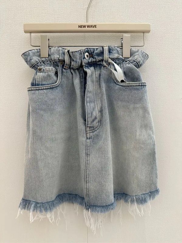 Miu Miu Denim A-Line Skirt in Light Blue 0089