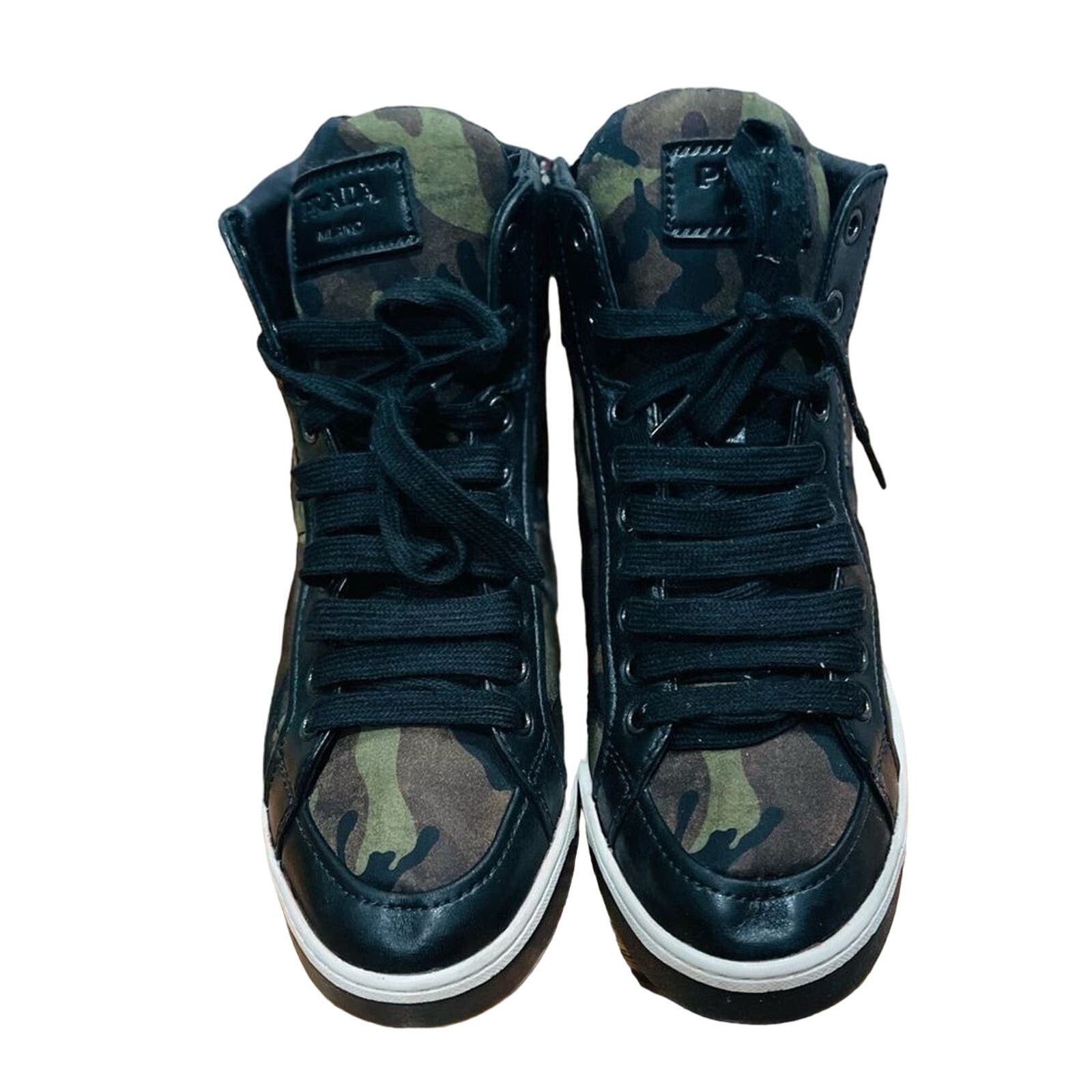Prada PRADA Vintage Mens Camouflage High Top Logo Sneakers Sz 38.5 Size US 6 / EU 39 - 4 Thumbnail