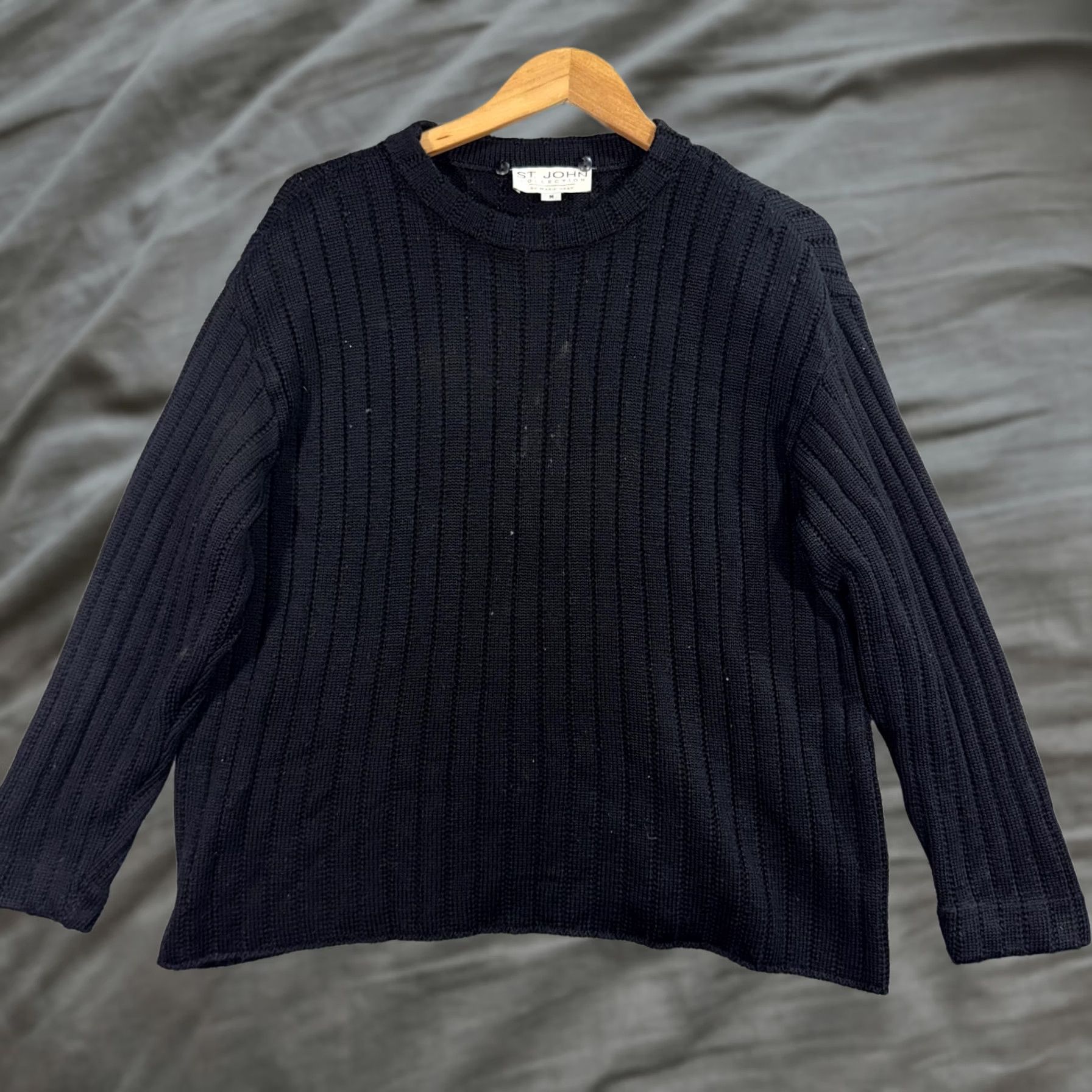 St. John St. John Collection Sweater Womens Medium Black Rib Knit Crewneck Pullover Size M / US 6-8 / IT 42-44 - 1 Thumbnail