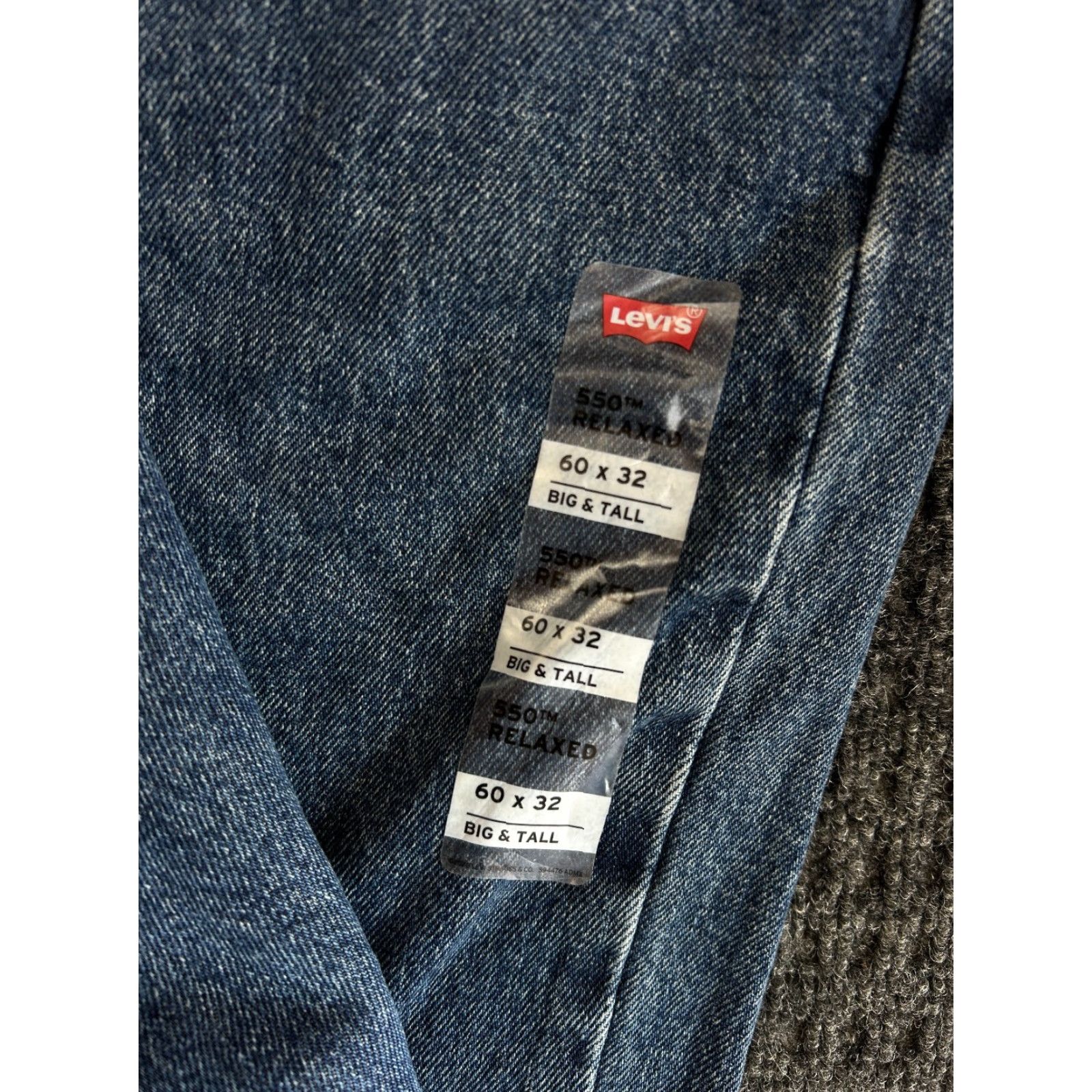 Levi's Levi’s Levi's 550 Jeans Relaxed Fit Men’s 60 x 32 Big & Tall Blue Denim Cotton 5-Pocket Logo Classic Tapered Jeans Mens Brand New FAST SHIPPING Size US 44 / EU 60 - 4 Thumbnail