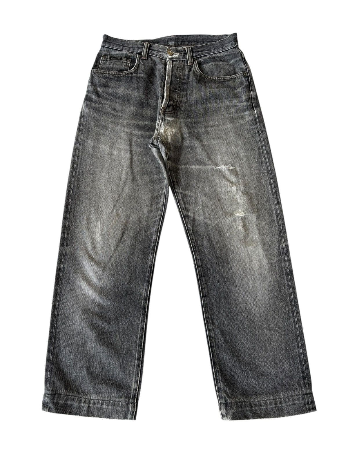 Calvin Klein × Heron Preston 🔥CALVIN KLEIN SELVEDGE FADED BLACK WIDE BAGGY JEANS DISTRESS Size US 30 / EU 46 - 5 Thumbnail