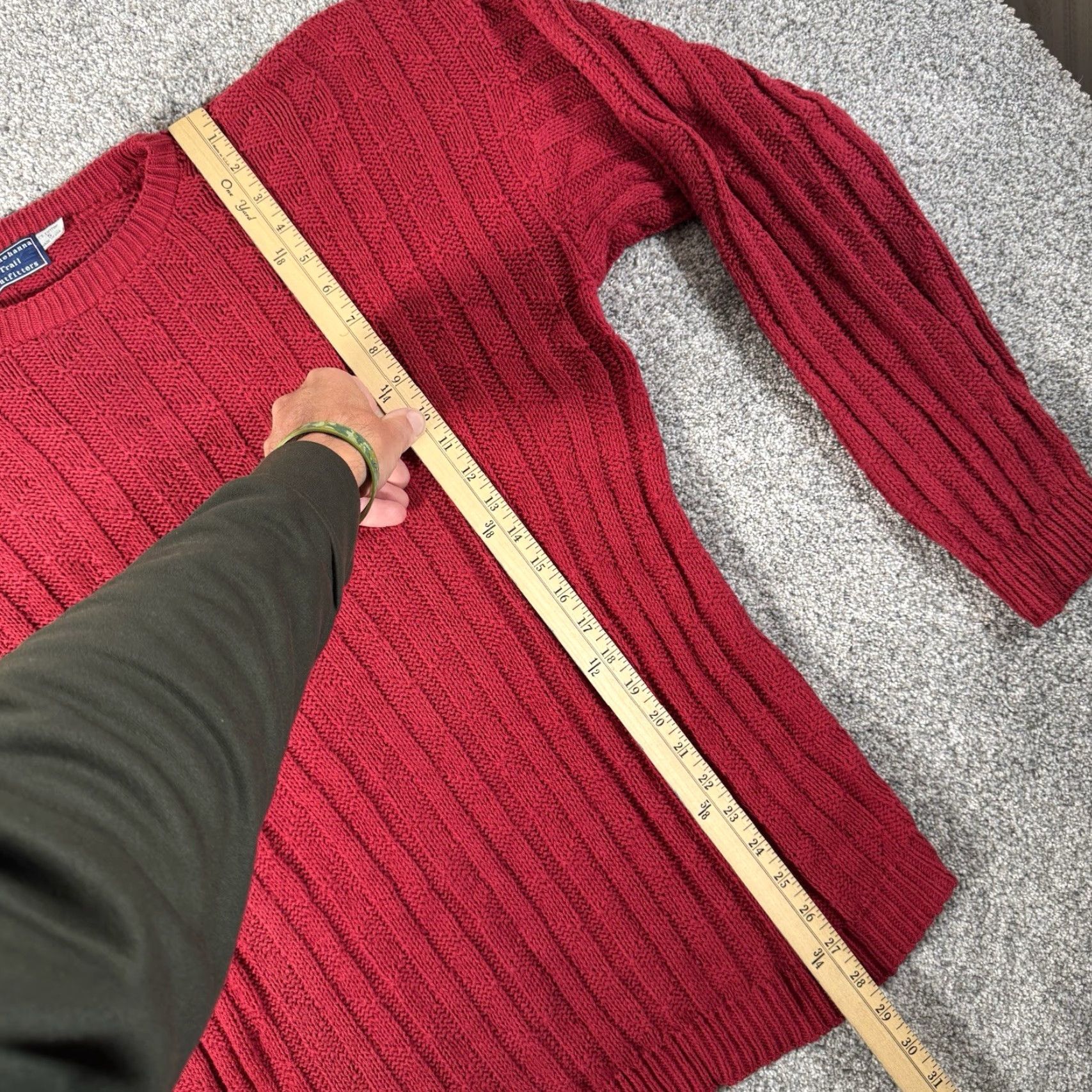 Vintage VINTAGE 90s Susquehanna Trail Outfitters Sweater Men S Oversized Knit Crew Neck Red Cotton Pullover Size US S / EU 44-46 / 1 - 2 Thumbnail