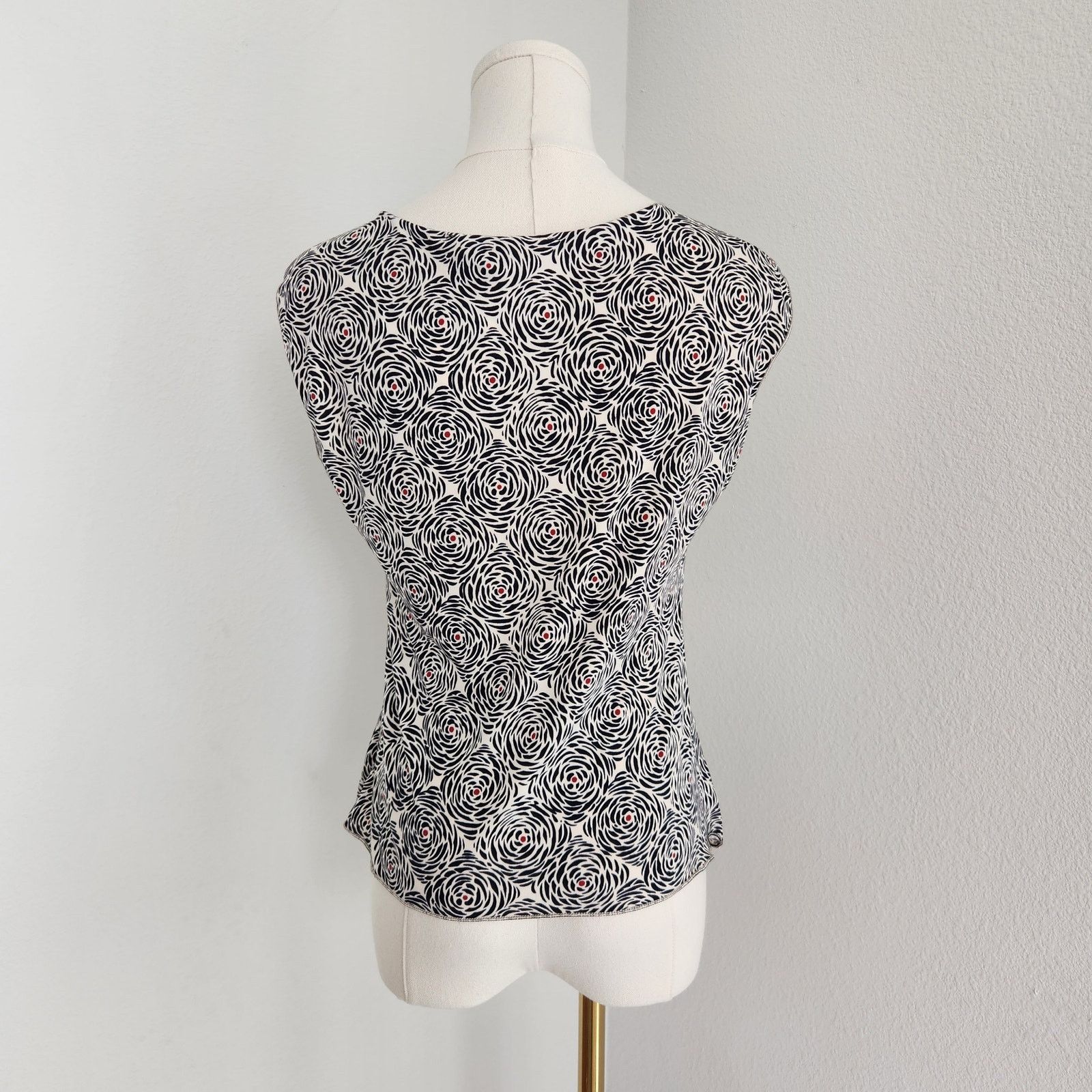 Vintage Vintage 90s White Black Red Ruched Sleeveless Top S Size S / US 4 / IT 40 - 6 Thumbnail