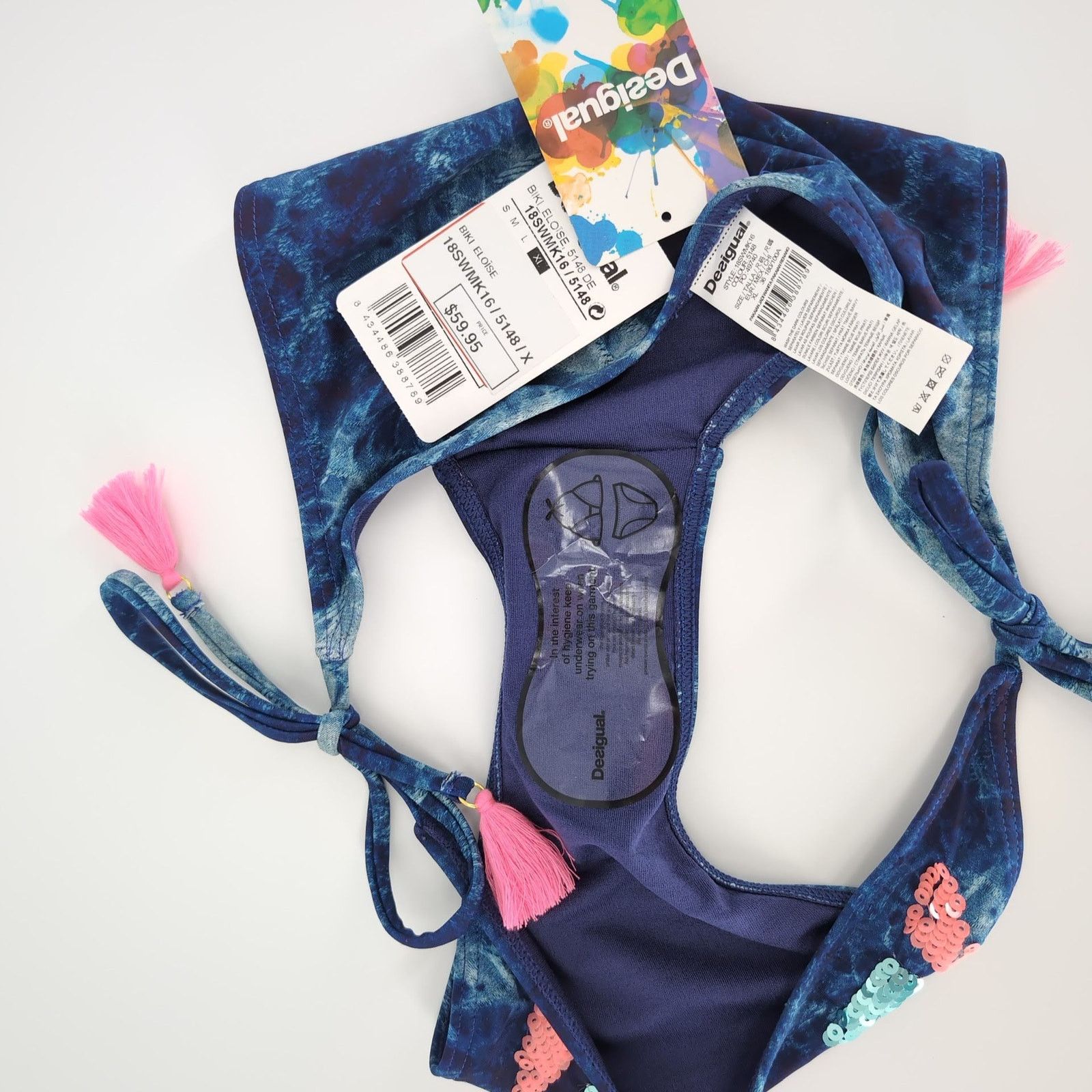 Desigual NWT Desigual Eloise Sequin Side Tie Bikini Bottoms - Size L Size ONE SIZE - 7 Thumbnail