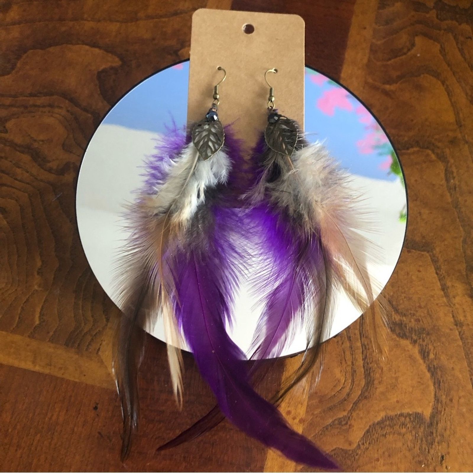 Handmade Handcrafted genuine rooster feather western cowgirl earrings Size ONE SIZE - 4 Thumbnail