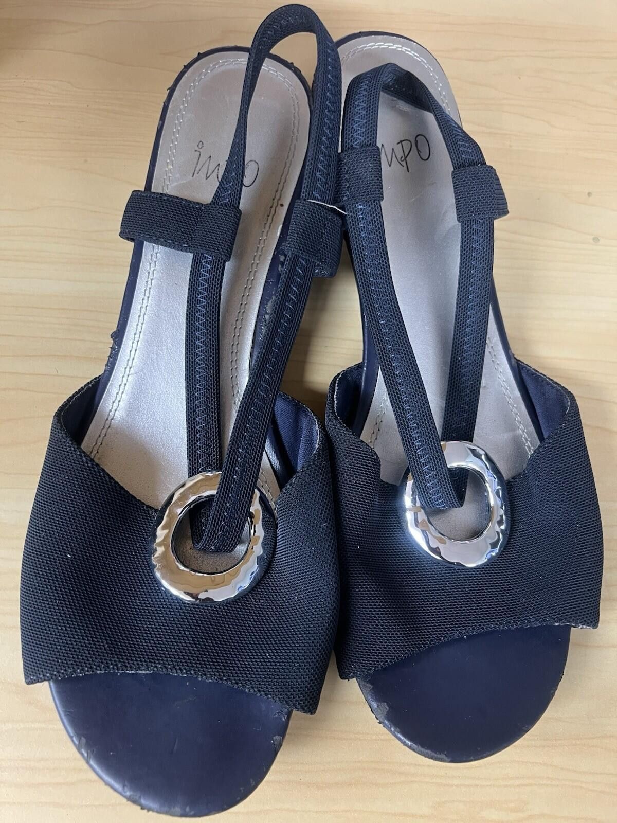 Imperial Impo Stretch Women's Black Wedge Sandals Size 10w Size US 10 / IT 40 - 3 Thumbnail