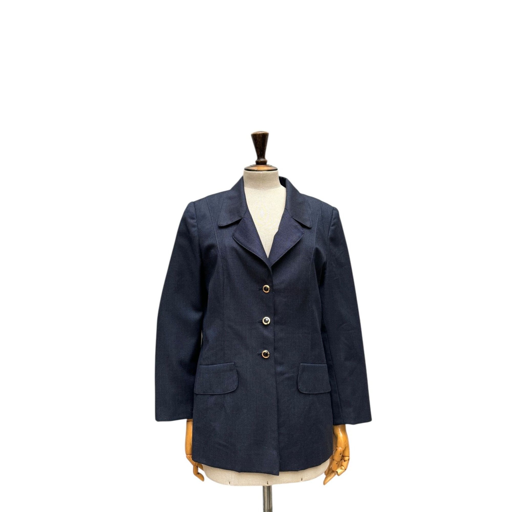Yves Saint Laurent 1980s Navy Wool Blazer Jacket Size L / US 10 / IT 46 - 1 Thumbnail