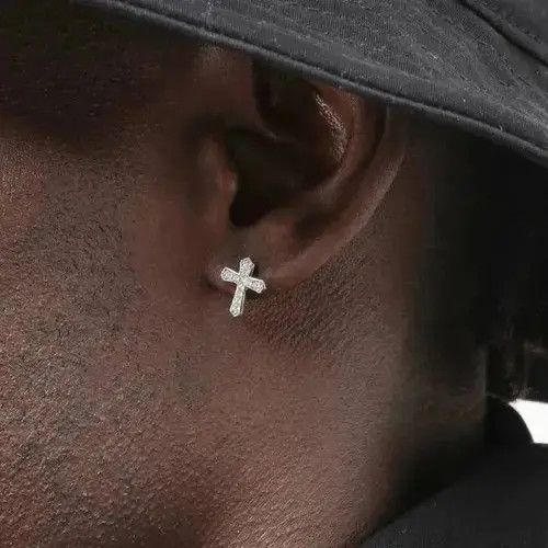 VIBE Men's stud earrings in the form of crosses with stones Size ONE SIZE - 4 Thumbnail