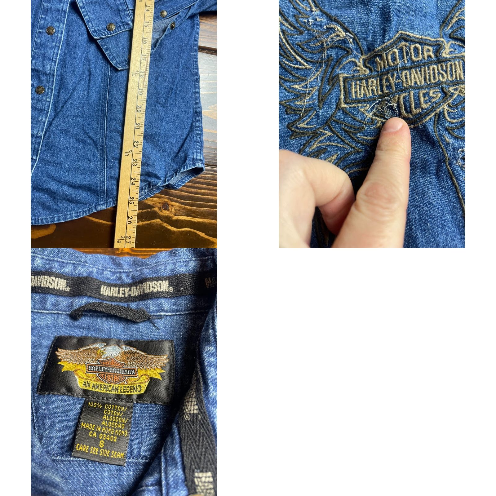 Harley Davidson Harley-Davidson Shirt Womens Small Denim Slim Fit Embroidered Button Up - Blue - Casual Size S / US 4 / IT 40 - 8 Thumbnail