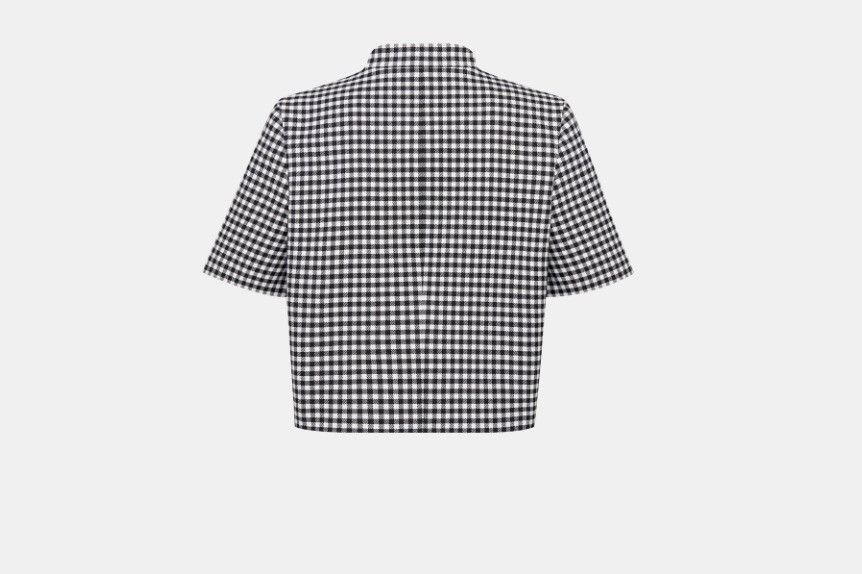 Dior o1w1db10824 Checked Short-Sleeved Jacket in Black Gray Size L / US 10 / IT 46 - 2 Thumbnail