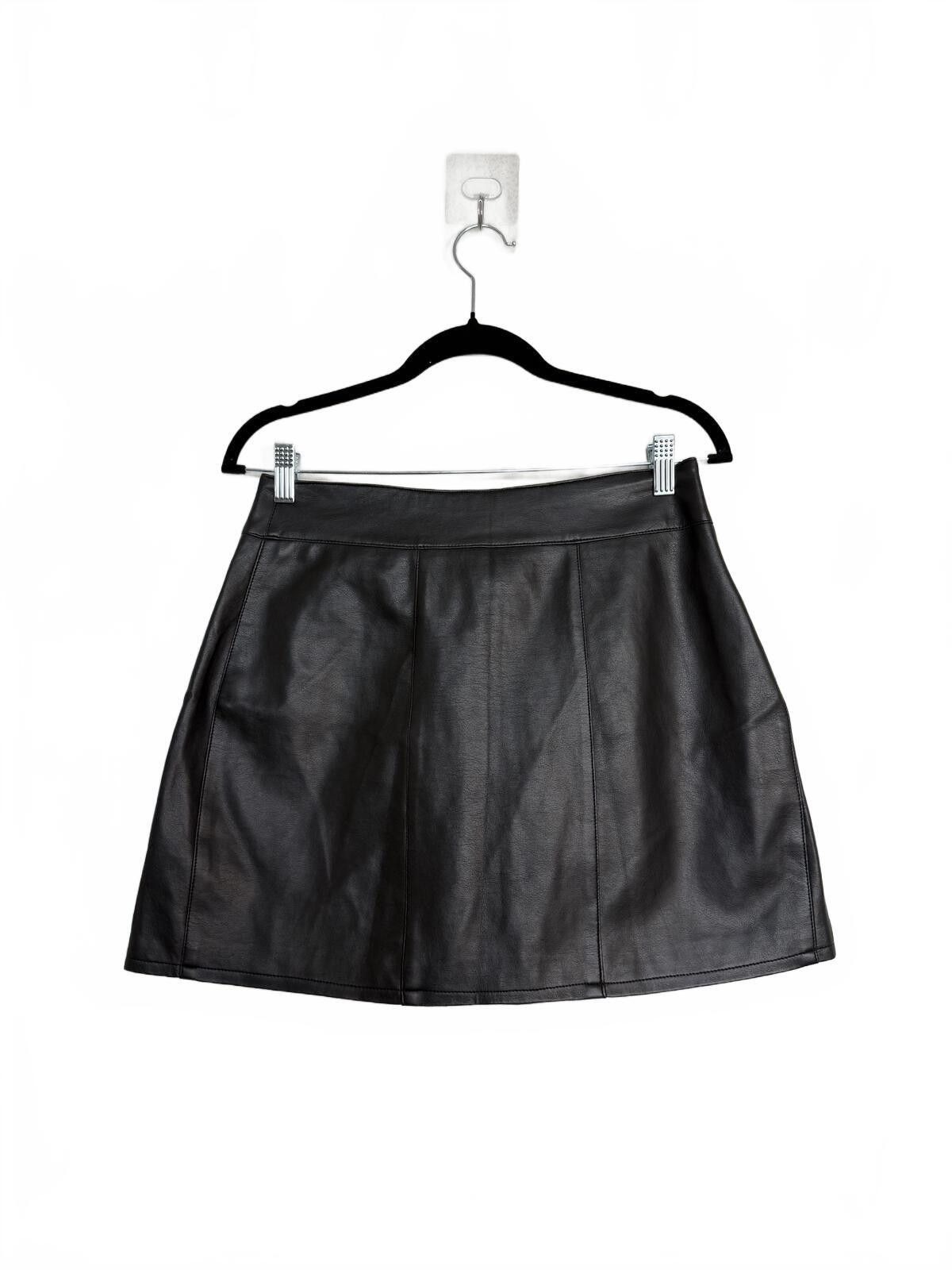 Other Vintage 90s Black Leather Mini Skirt with Front Pockets Size 32" / US 10 / IT 46 - 3 Thumbnail