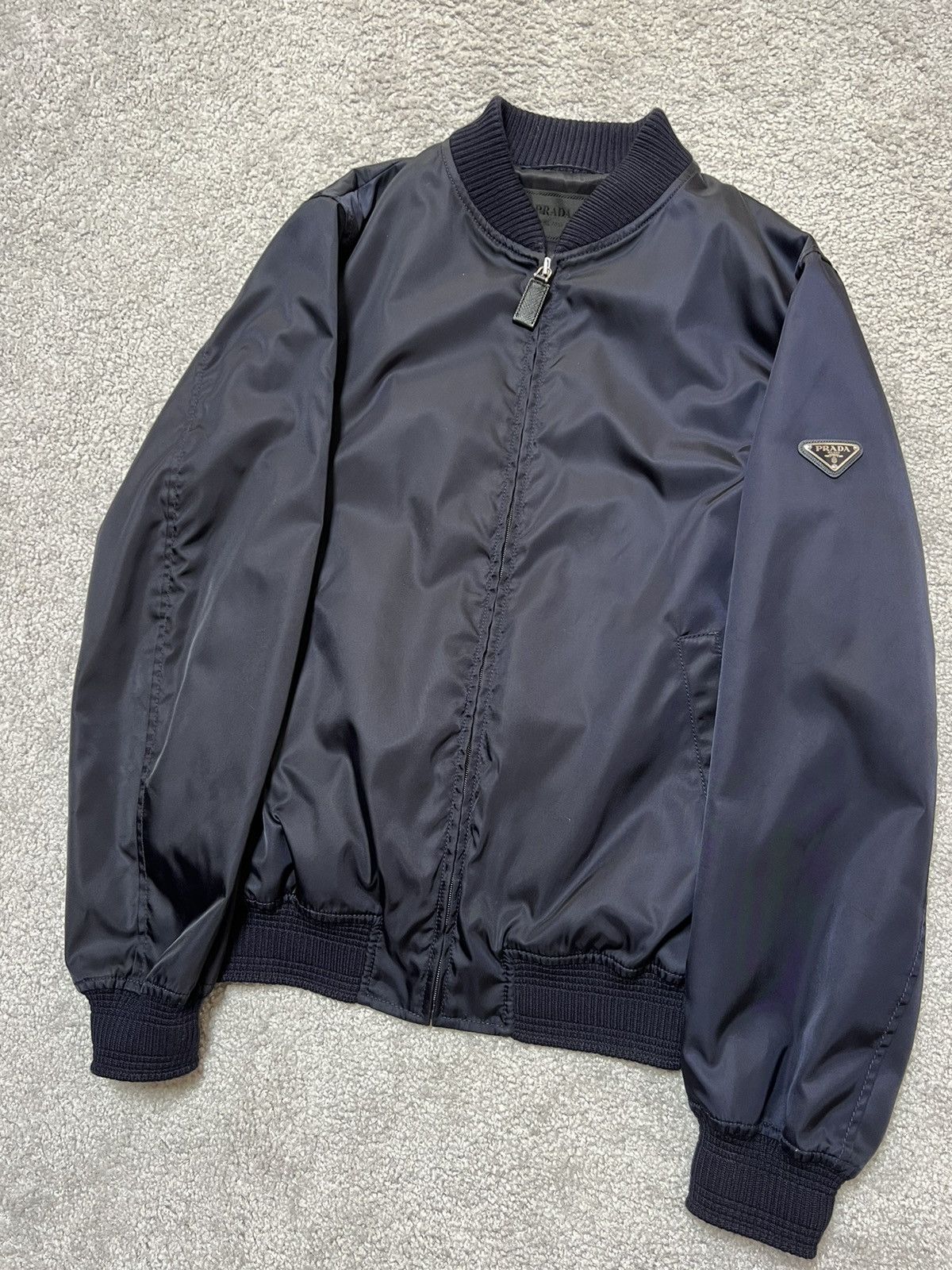 Prada Prada Triangle Logo Blue Nylon Bomber Size M Size US M / EU 48-50 / 2 - 4 Thumbnail