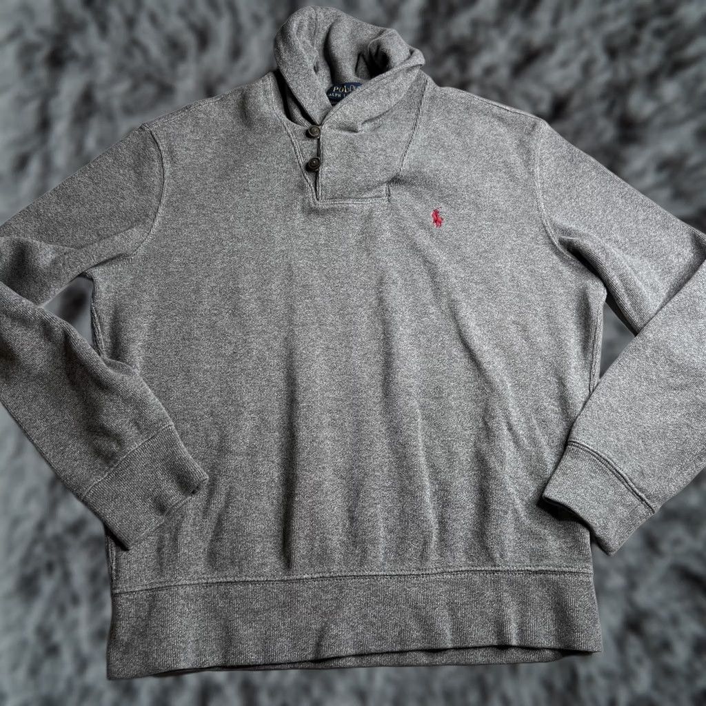 Polo Ralph Lauren Polo Ralph Lauren Sweatshirt Mens M Gray Fleece Shawl Collar Button Pullover Size US M / EU 48-50 / 2 - 1 Thumbnail