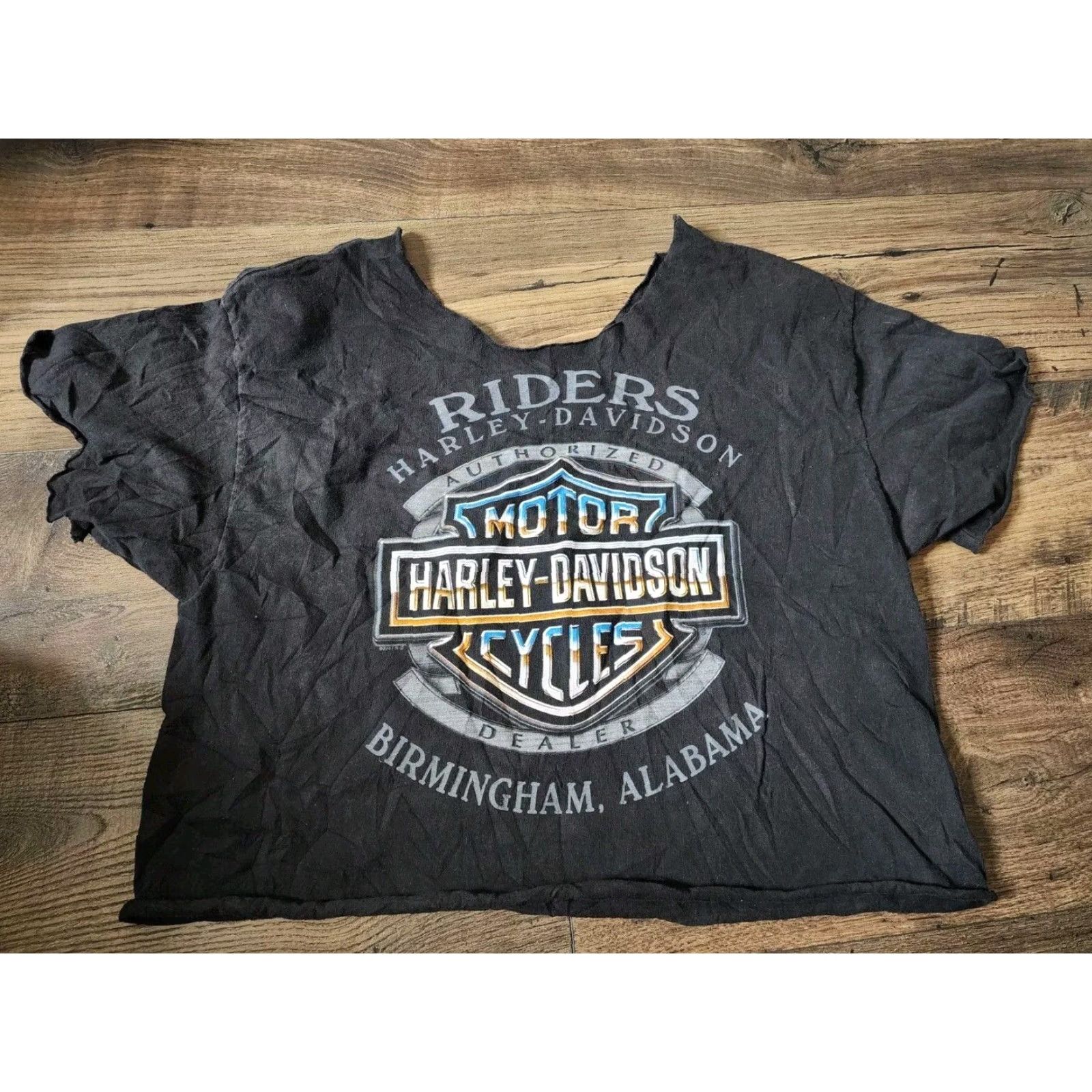 Harley Davidson VINTAGE Harley Davidson Birmingham Riders Black Cropped T Shirt Mens M Size US M / EU 48-50 / 2 - 2 Thumbnail