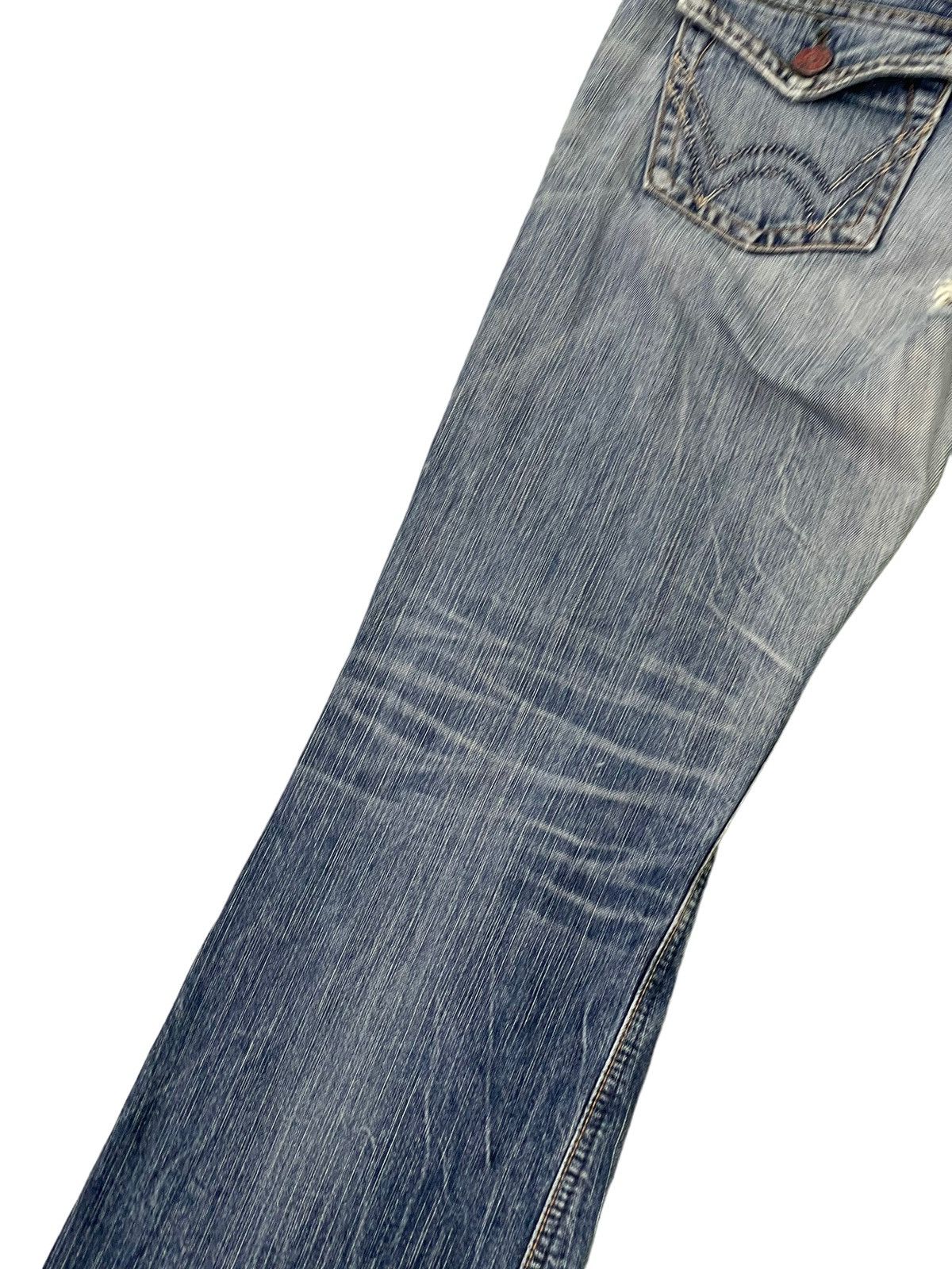 Edwin Flare Jeans Edwin Japan Distress Low Rise Boot Cut 7🟦3 Size US 30 / EU 46 - 15 Thumbnail