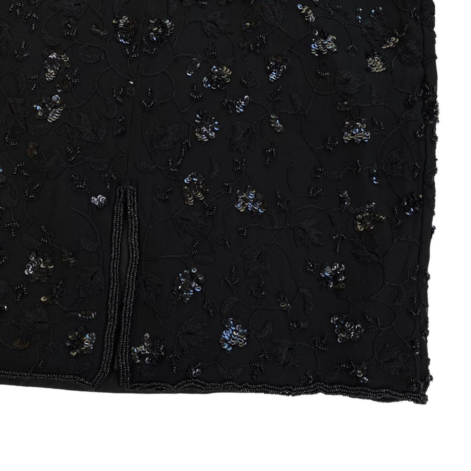 Other Black Floral Embroidered Beaded Silk Mini Halter Dress Size M / US 6-8 / IT 42-44 - 7 Thumbnail