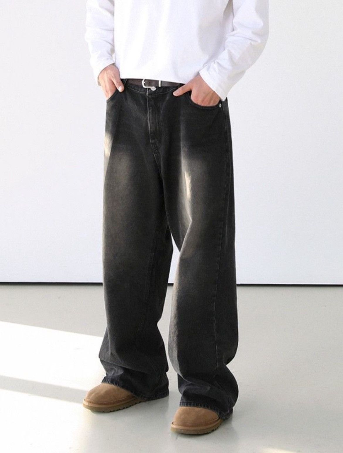 Vintage Black Baggy Washed Denim Jeans Size US 29 - 1 Thumbnail