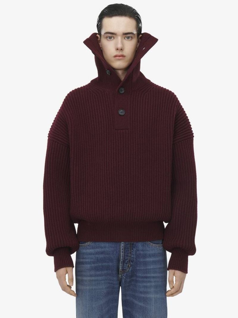 Alexander McQueen o1srvl11e0226 Funnel Neck Jumper In Bordeaux Size US S / EU 44-46 / 1 - 2 Thumbnail