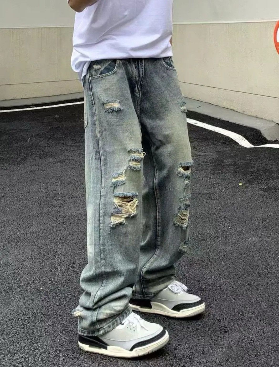 Japanese Brand × Jean Ripped washed vintage casual baggy jeans Size US 31 - 3 Thumbnail