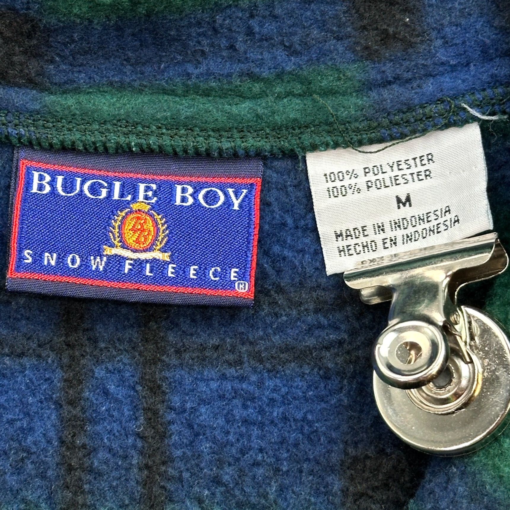 Bugle Boy VINTAGE Bugle Boy Snow Fleece Jacket Mens M Plaid 1/4 Zip Fleece Pullover Green 90s Mens Size US M / EU 48-50 / 2 - 6 Thumbnail