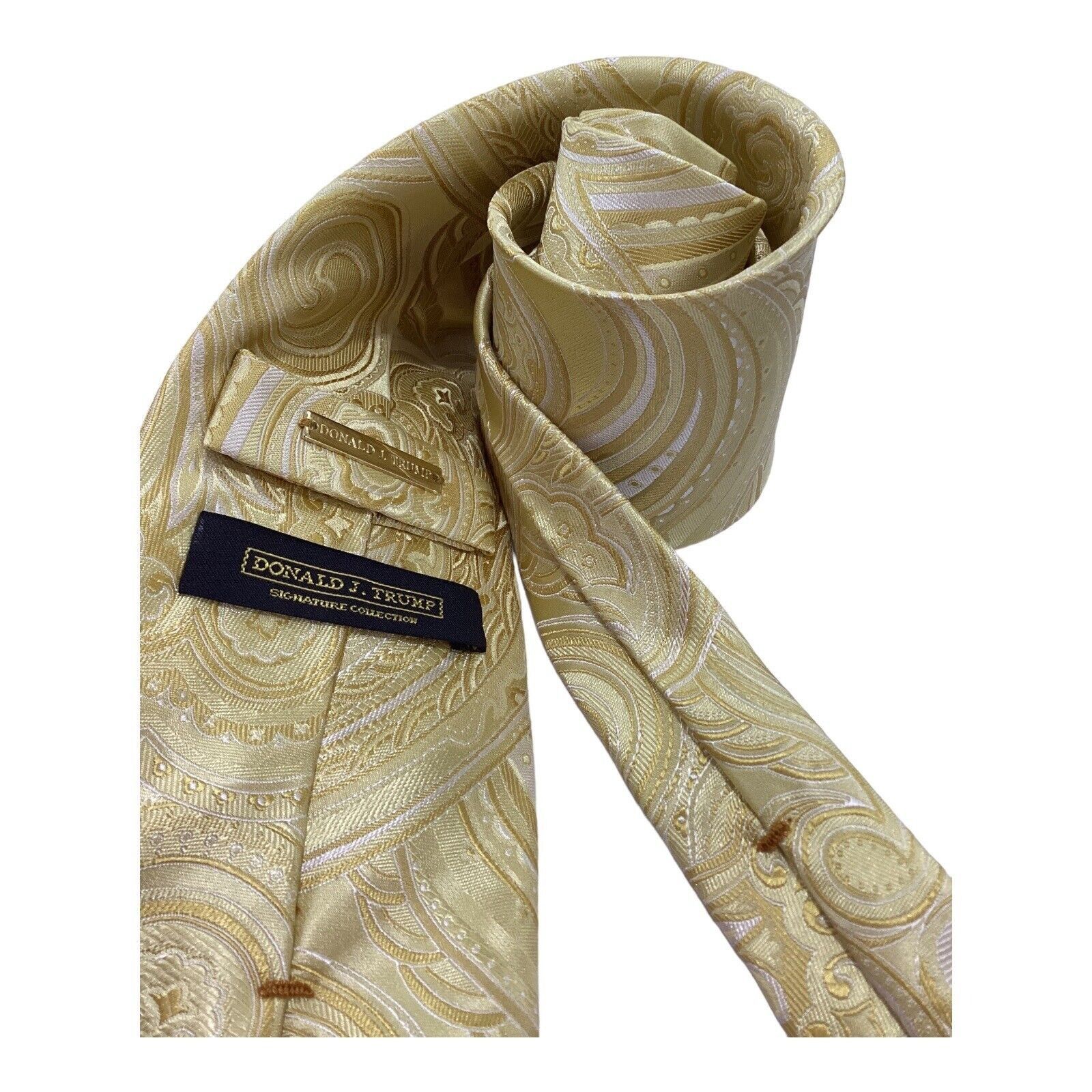 Donald Trump DONALD J. TRUMP Gold Paisley Luxury Silk Tie In Made Italy Size ONE SIZE - 3 Thumbnail