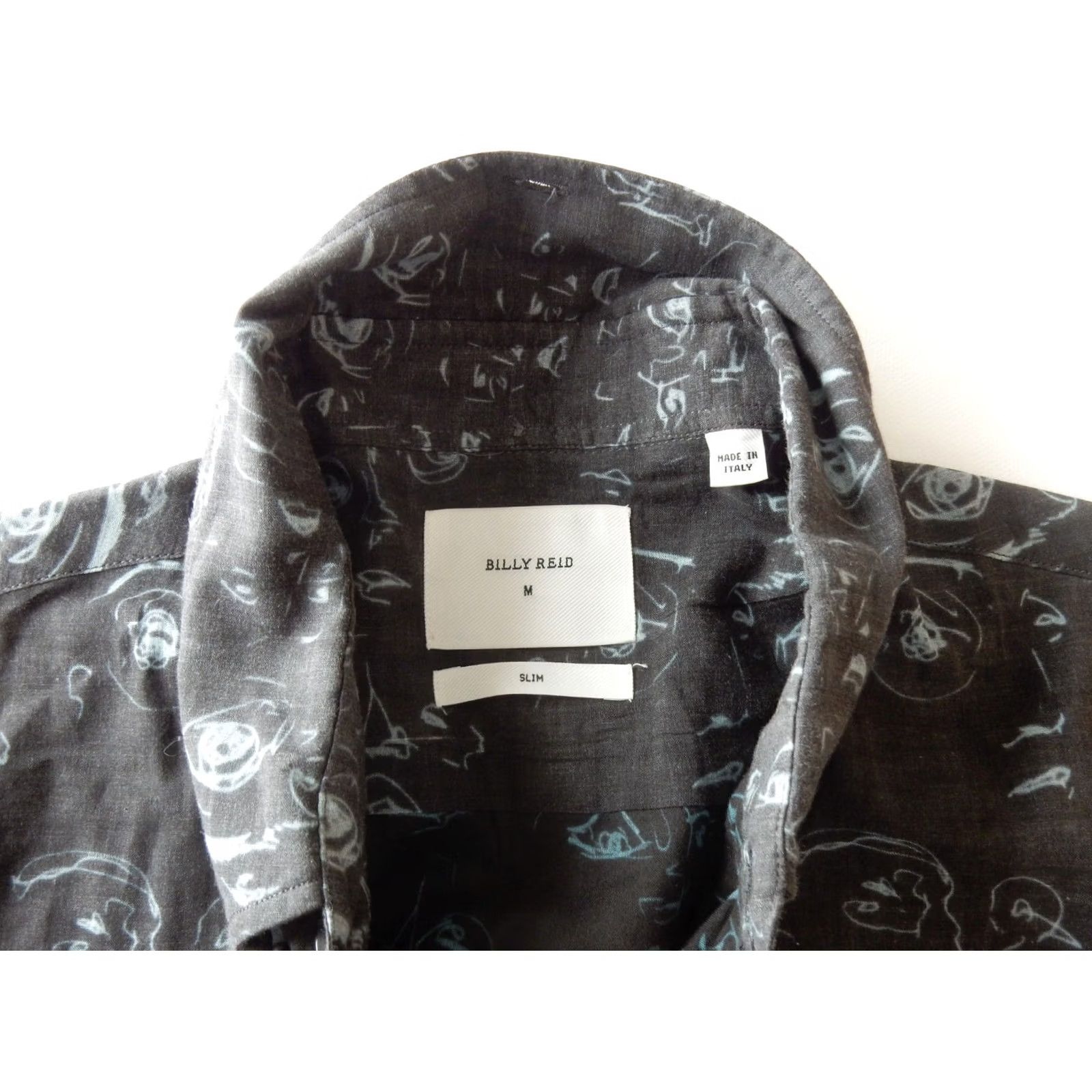 Billy Reid VINTAGE Billy Reid Button-Up Shirt Men Slim Short Sleeve Cotton Italy Made Size M Blue Geometric Front-Blue Shirt Mens M Size US M / EU 48-50 / 2 - 5 Thumbnail