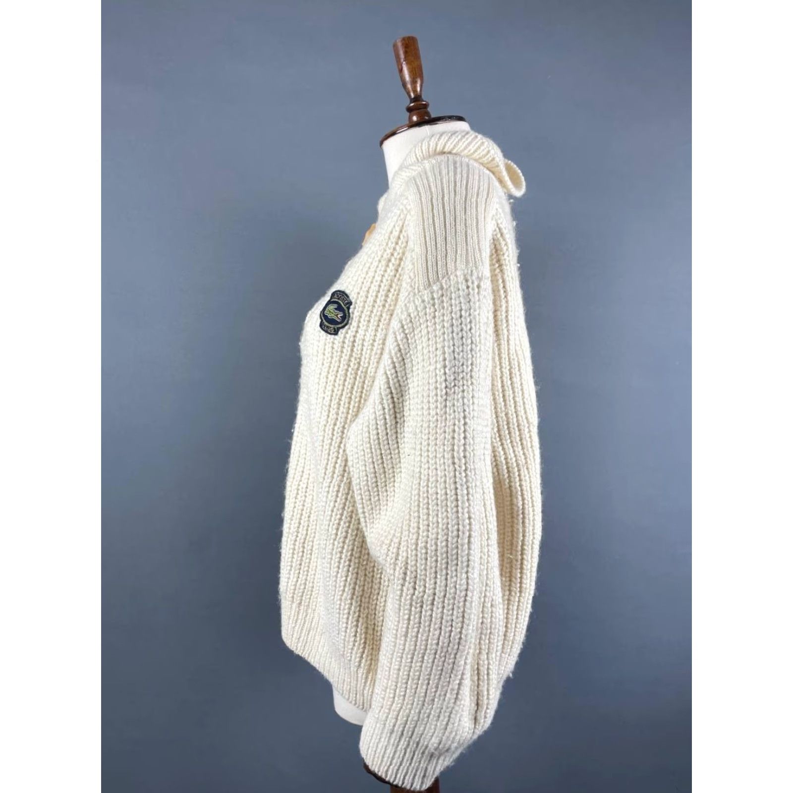 Lacoste Lacoste Womens Vintage? No — Lacoste Club Womens Chunky Knit Sweater Ivory Long Sleeve Mock Neck Pullover Size ONE SIZE - 6 Thumbnail